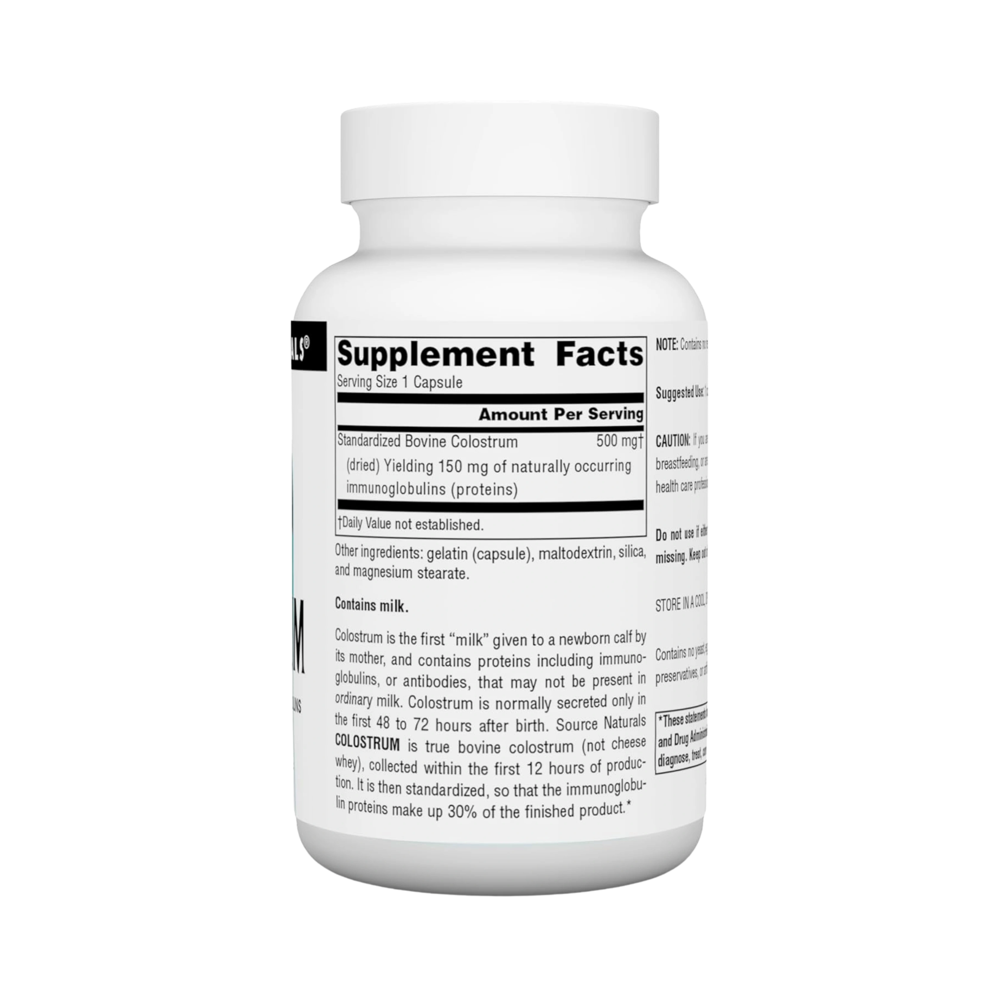 Source Naturals, Colostrum, 500 Mg, 60 Capsules