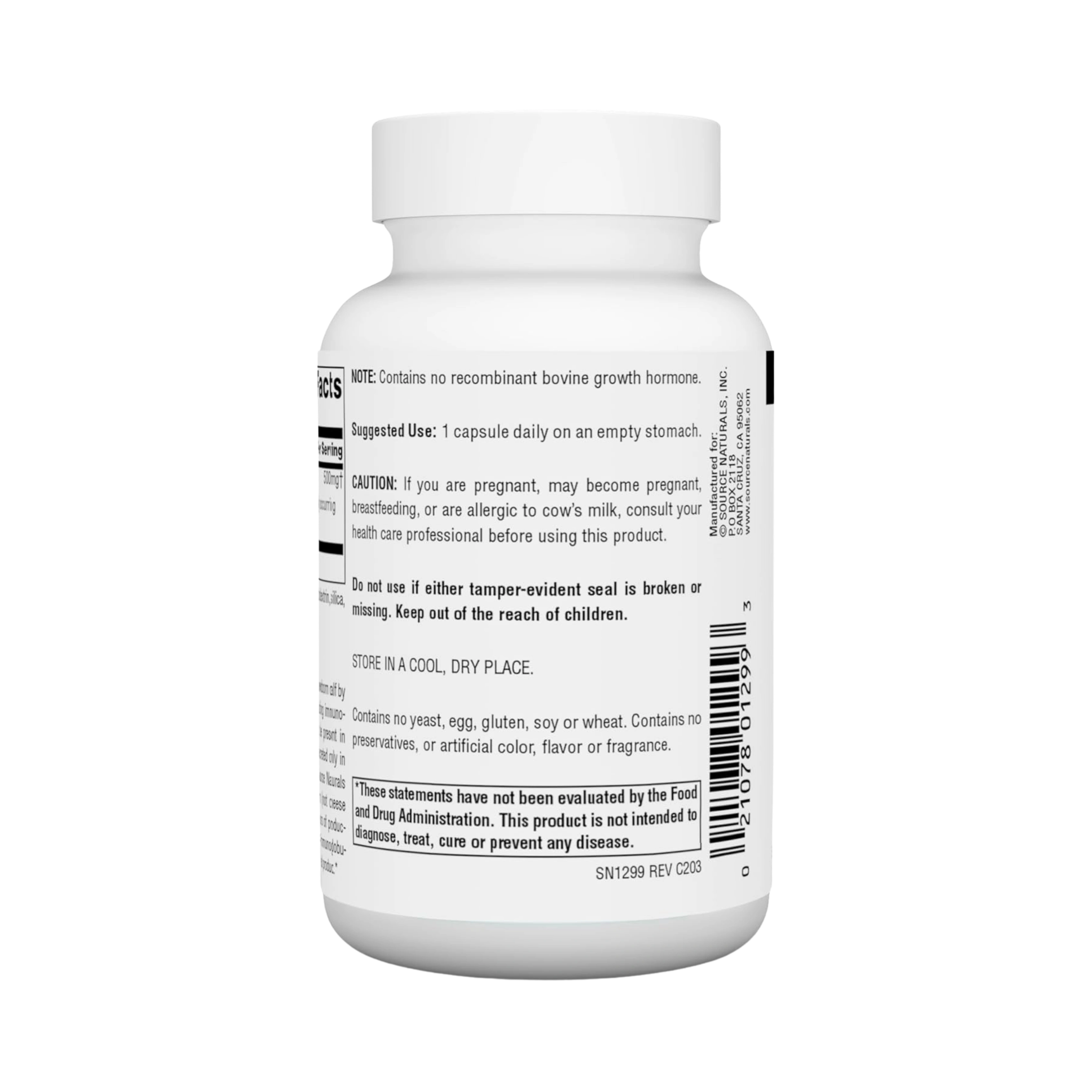 Source Naturals, Colostrum, 500 Mg, 60 Capsules