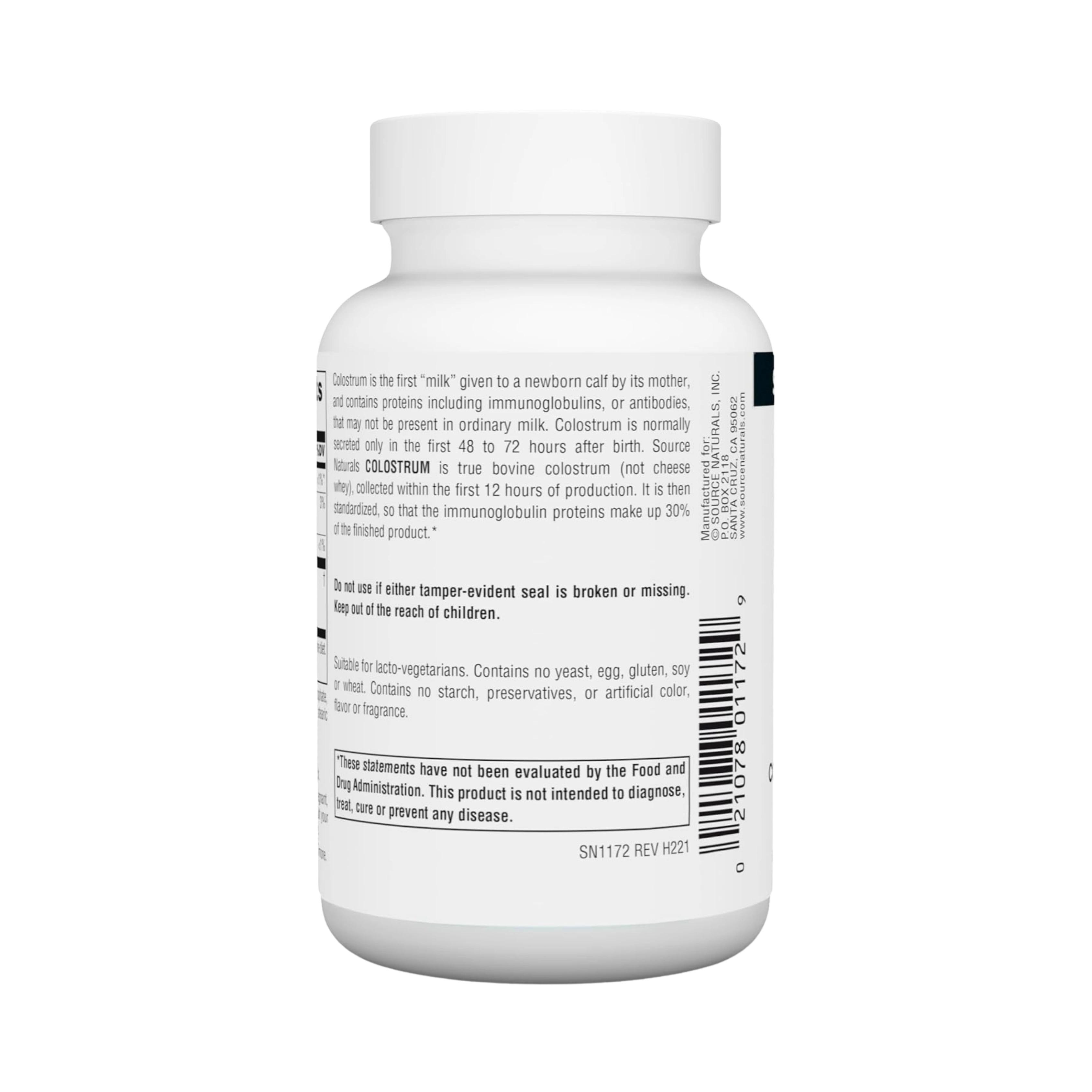 Source Naturals, Colostrum, 650 Mg, 60 Tablets