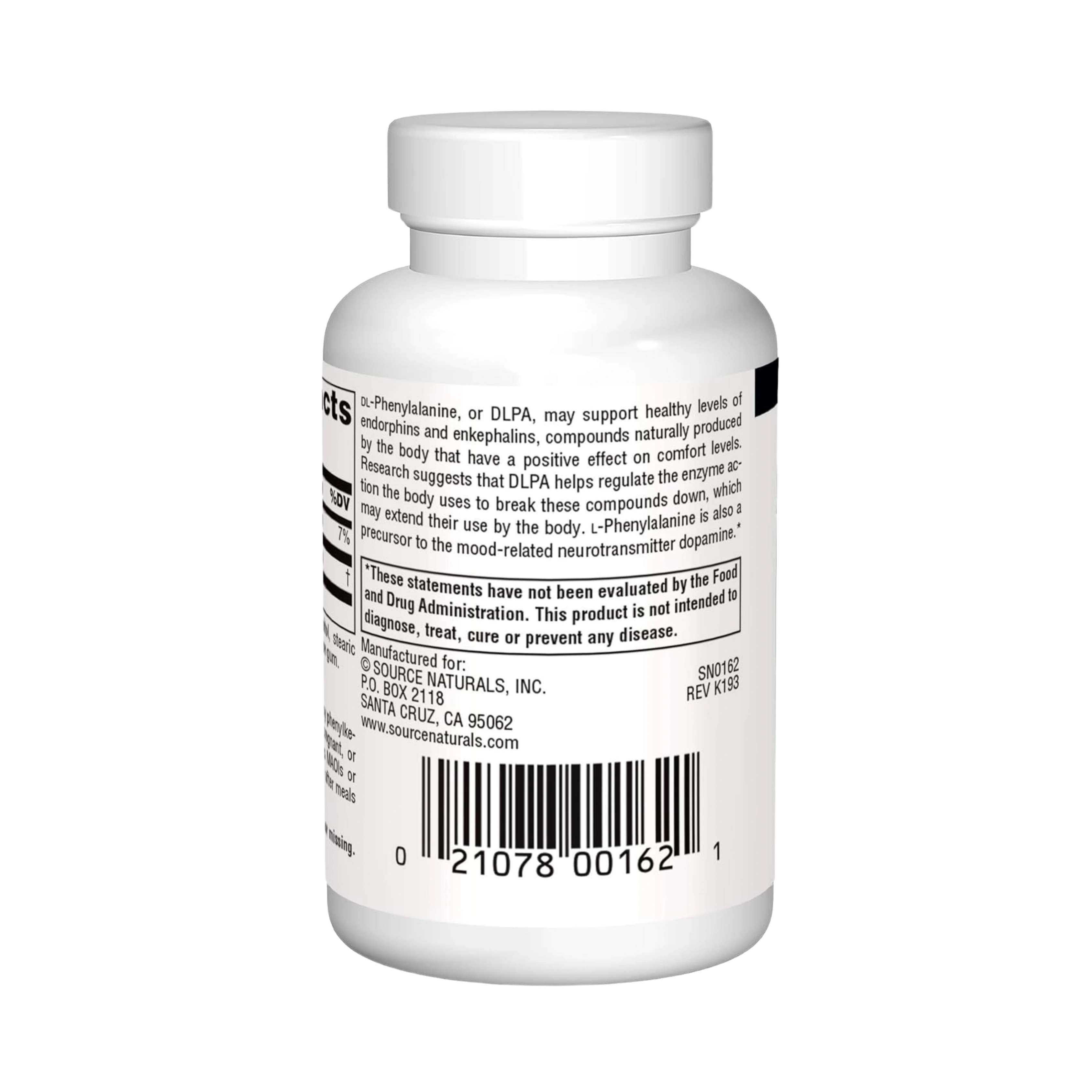 Source Naturals, DLPA, 375 Mg, 60 Tablets