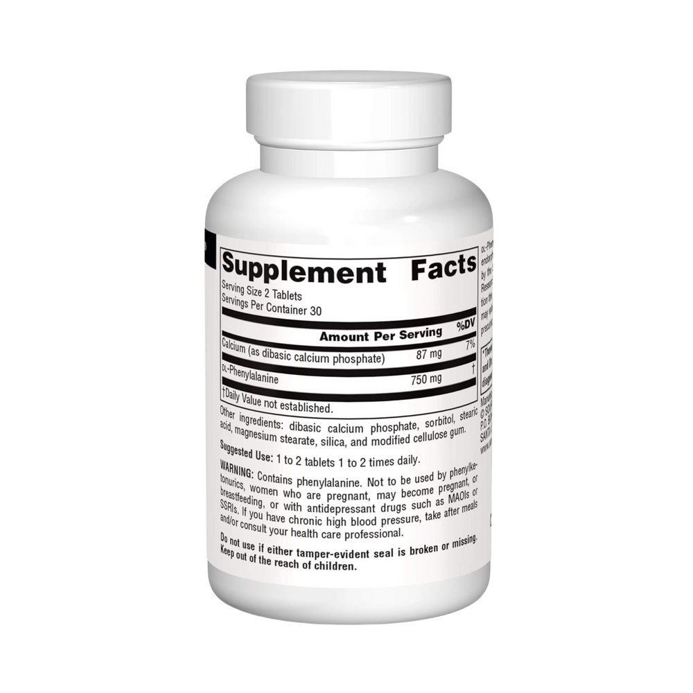 Source Naturals, DLPA, 375 Mg, 60 Tablets