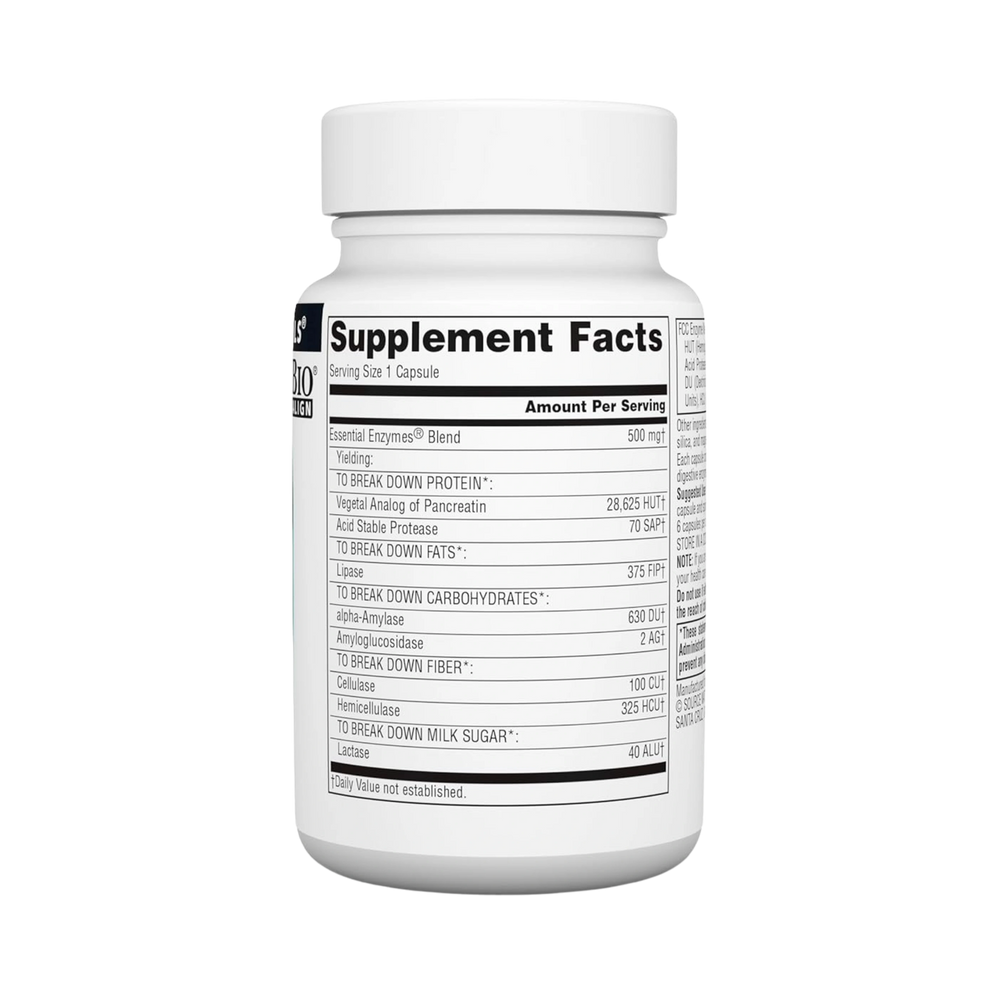 Source Naturals, Essential Enzymes, 500 Mg, 60 Capsules