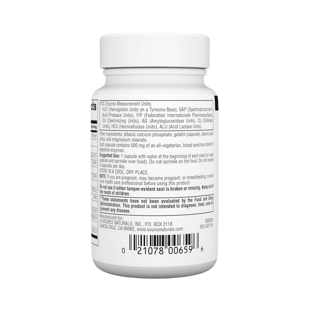 Source Naturals, Essential Enzymes, 500 Mg, 60 Capsules