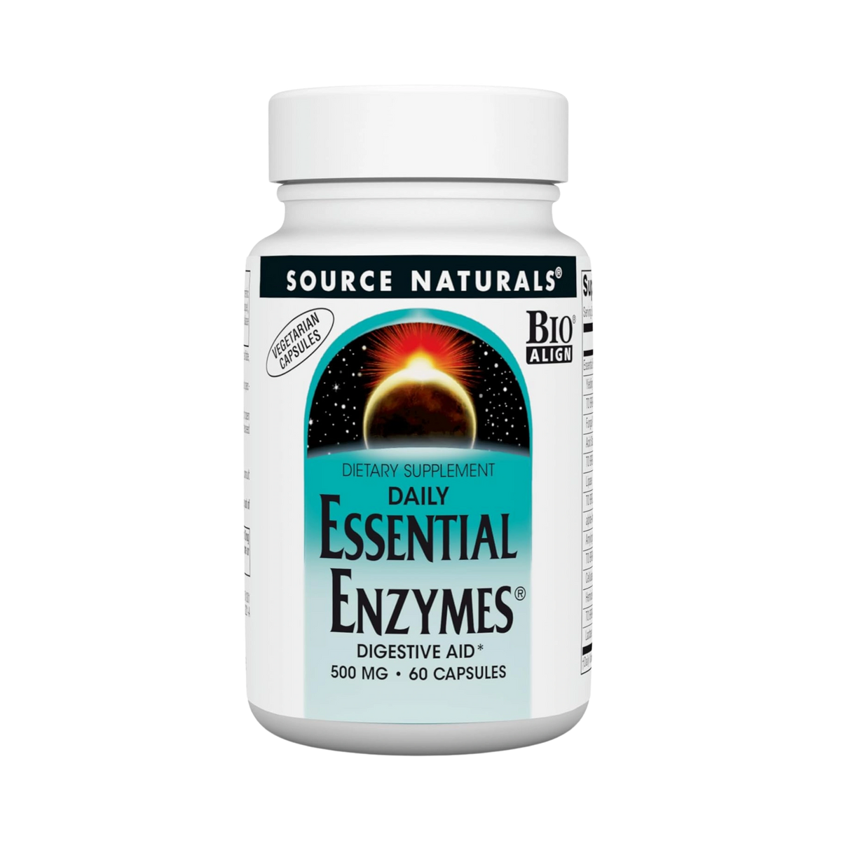 Source Naturals, Essential Enzymes Daily, 500 Mg, 60 Vegi Capsules