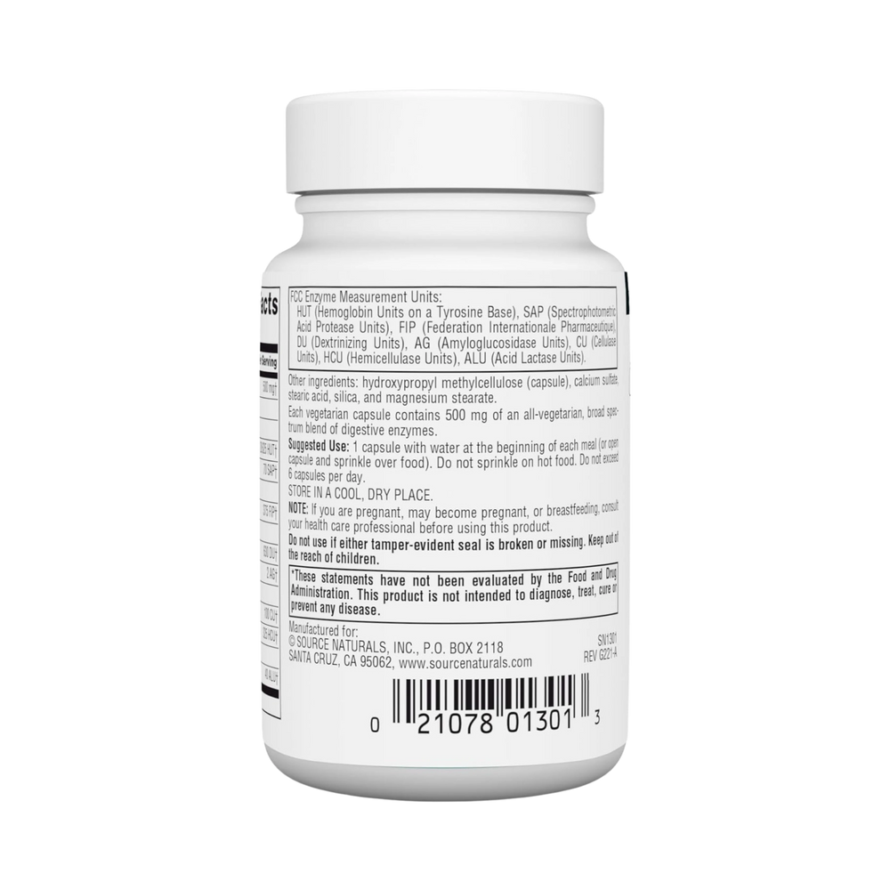 Source Naturals, Essential Enzymes Daily, 500 Mg, 60 Vegi Capsules