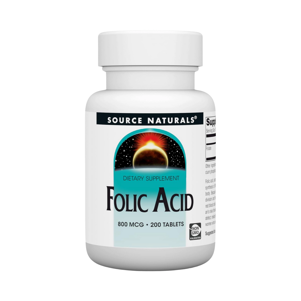 Source Naturals, Folic Acid, 800 Mcg, 200 Tablets