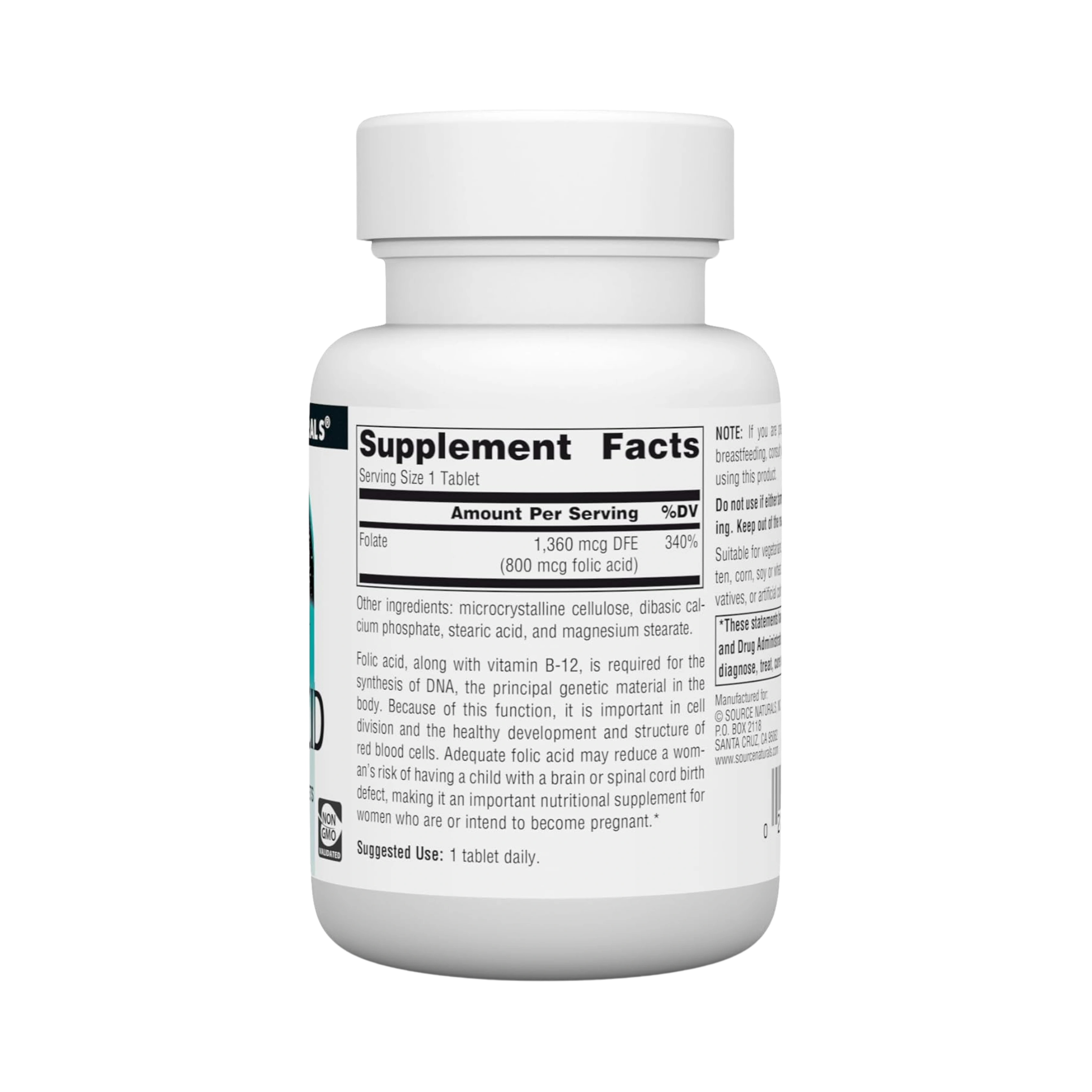 Source Naturals, Folic Acid, 800 Mcg, 200 Tablets