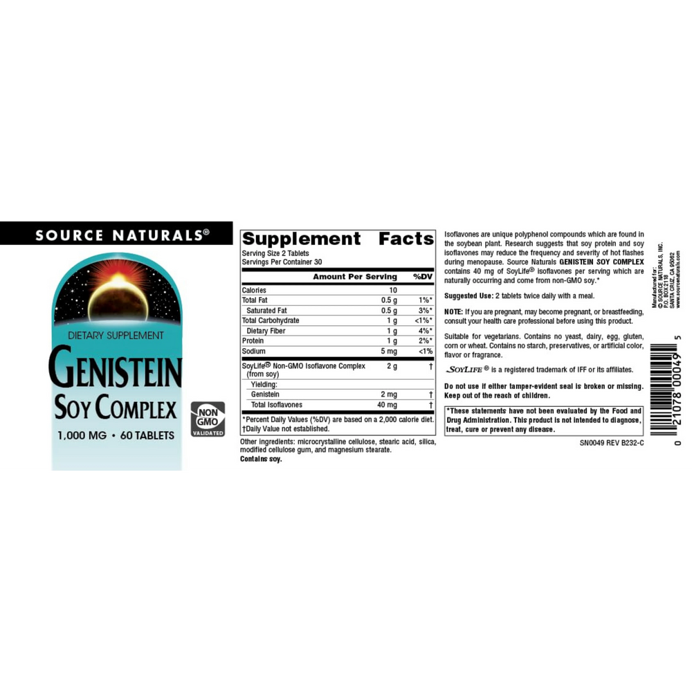 Source Naturals, Genistein Soy Complex, 1000 Mg, 60 Tablets