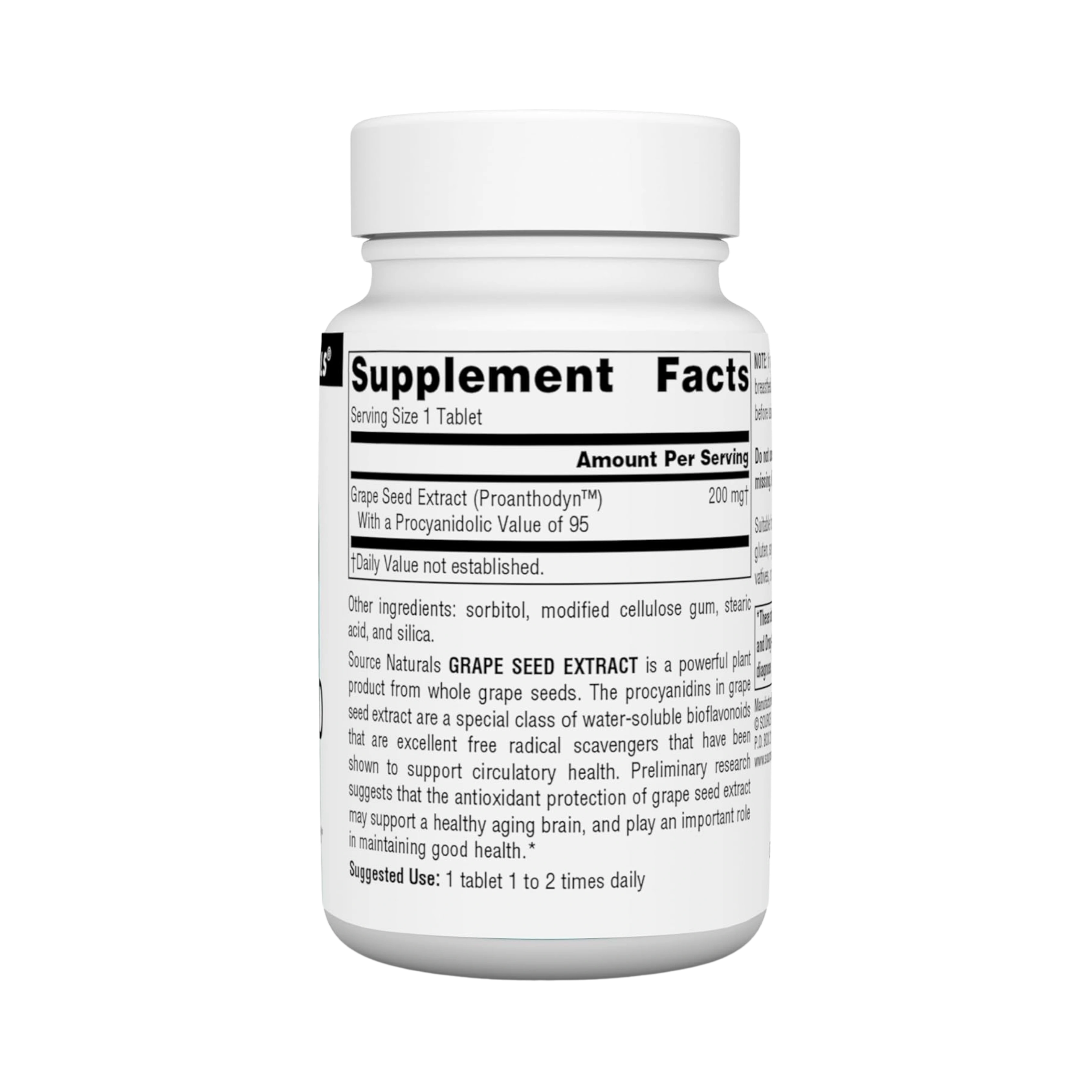 Source Naturals, Grape Seed Extract, Proanthodyn, 200 Mg, 90 Tablets
