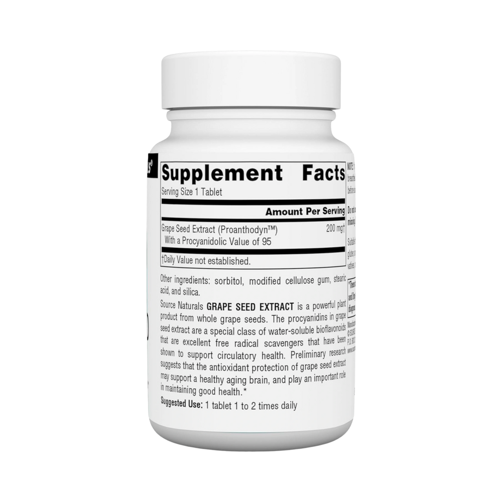 Source Naturals, Grape Seed Extract, Proanthodyn, 200 Mg, 90 Tablets