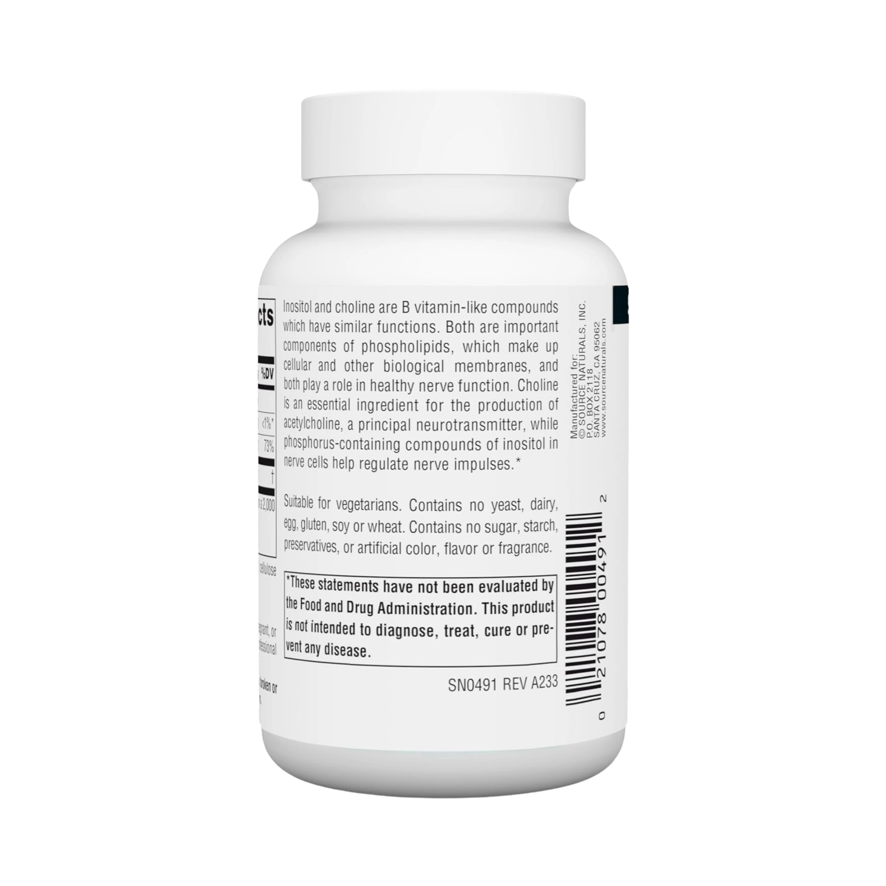 Source Naturals, Inositol & Choline, 800 Mg, 50 Tablets