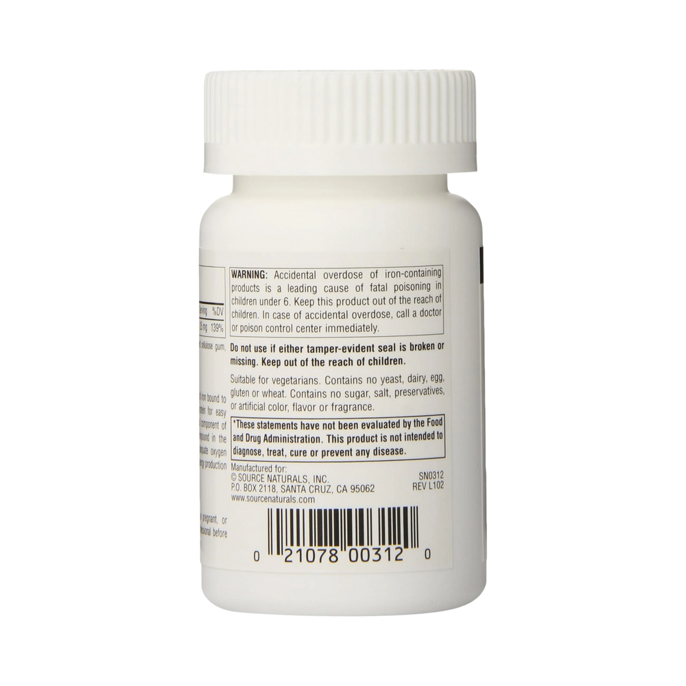 Source Naturals, Iron, 25 Mg, 100 Tablets
