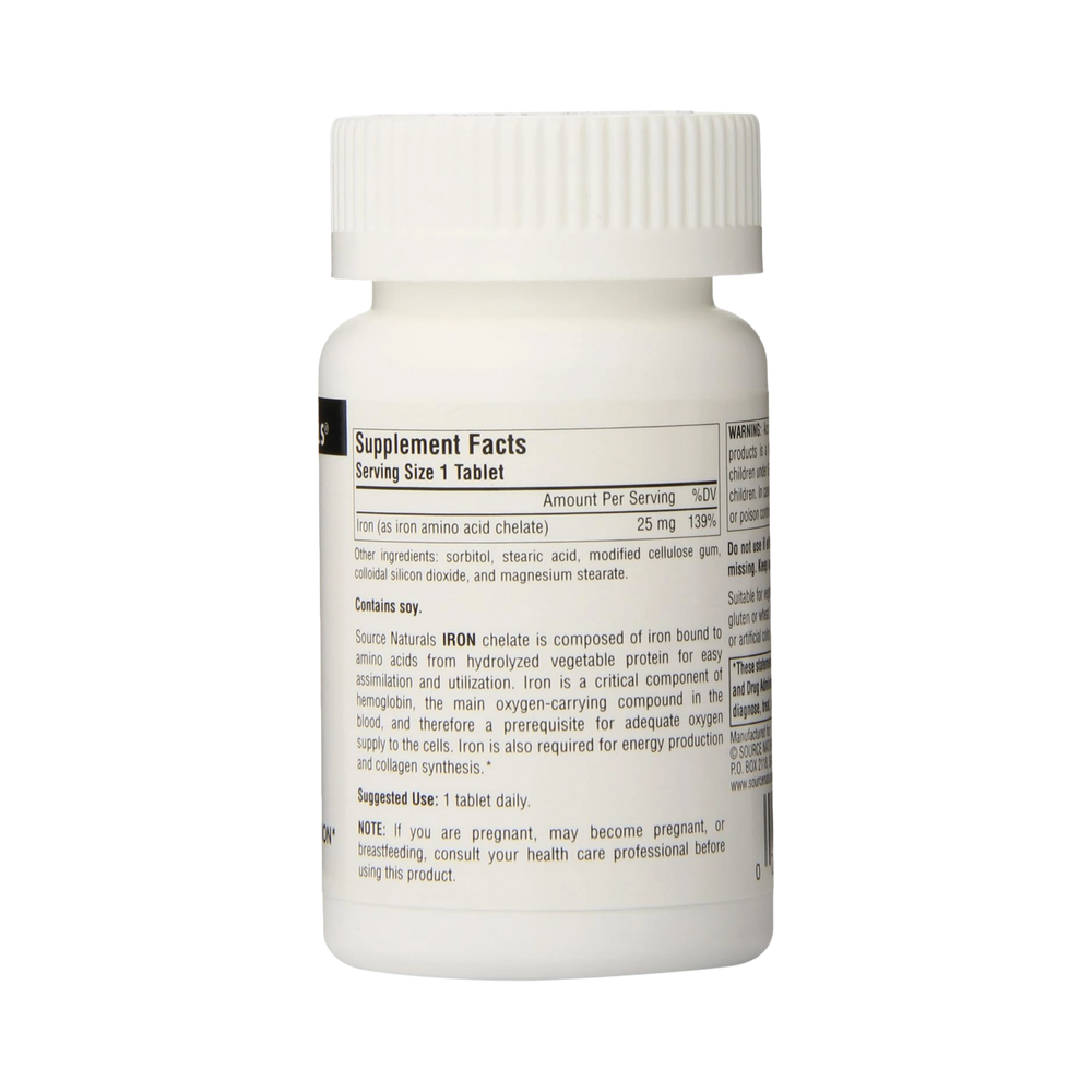 Source Naturals, Iron, 25 Mg, 100 Tablets