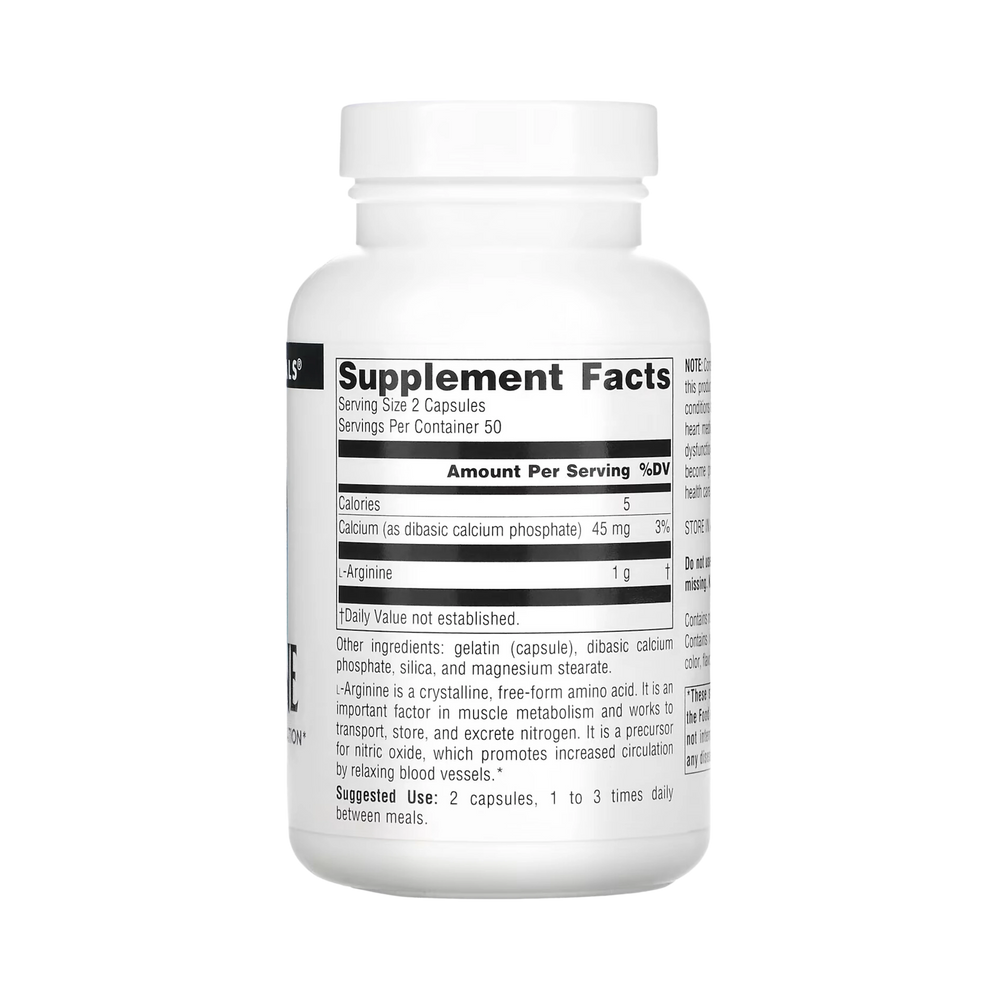 Source Naturals, L-Arginine, 500 Mg, 100 Capsules
