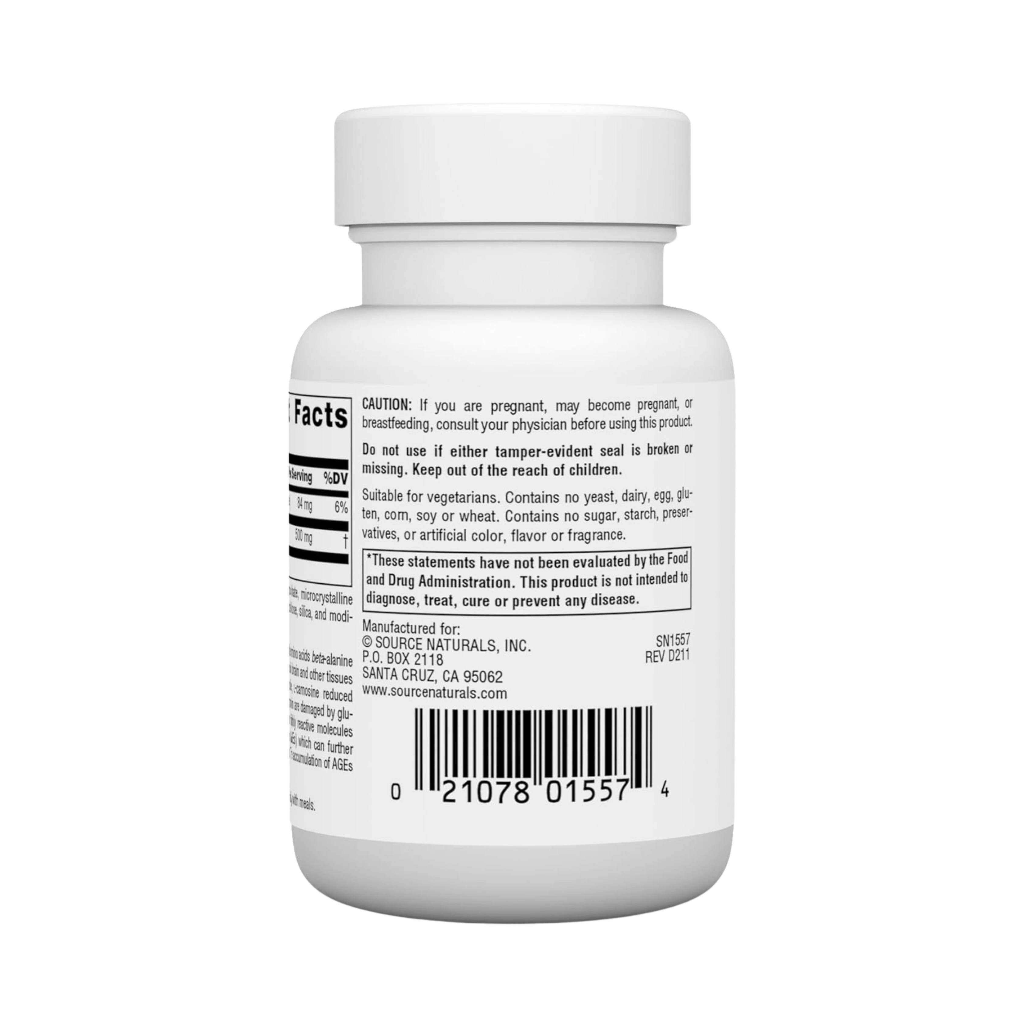Source Naturals, L-Carnosine, 500 Mg, 30 Tablets