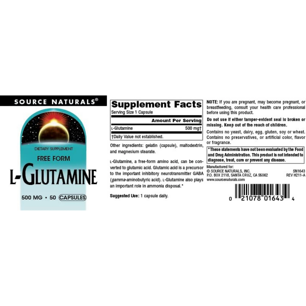 Source Naturals, L-Glutamine, 500 Mg, 50 Tablets