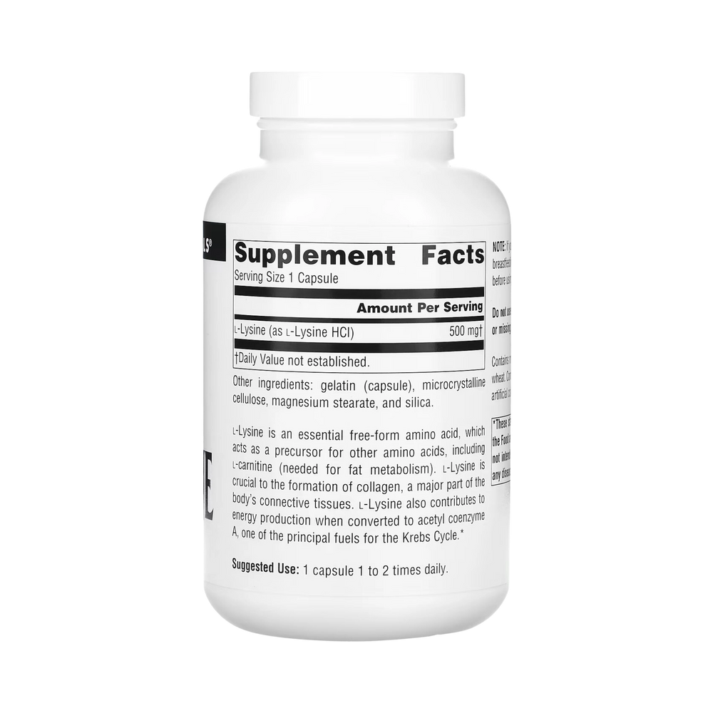 Source Naturals, L-Lysine, 500 Mg, 100 Capsules