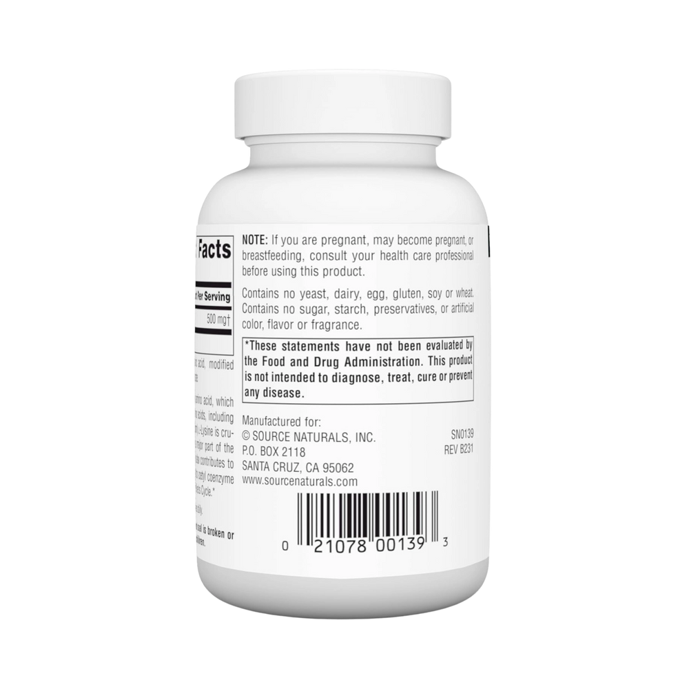 Source Naturals, L-Lysine, 500 Mg, 100 Tablets
