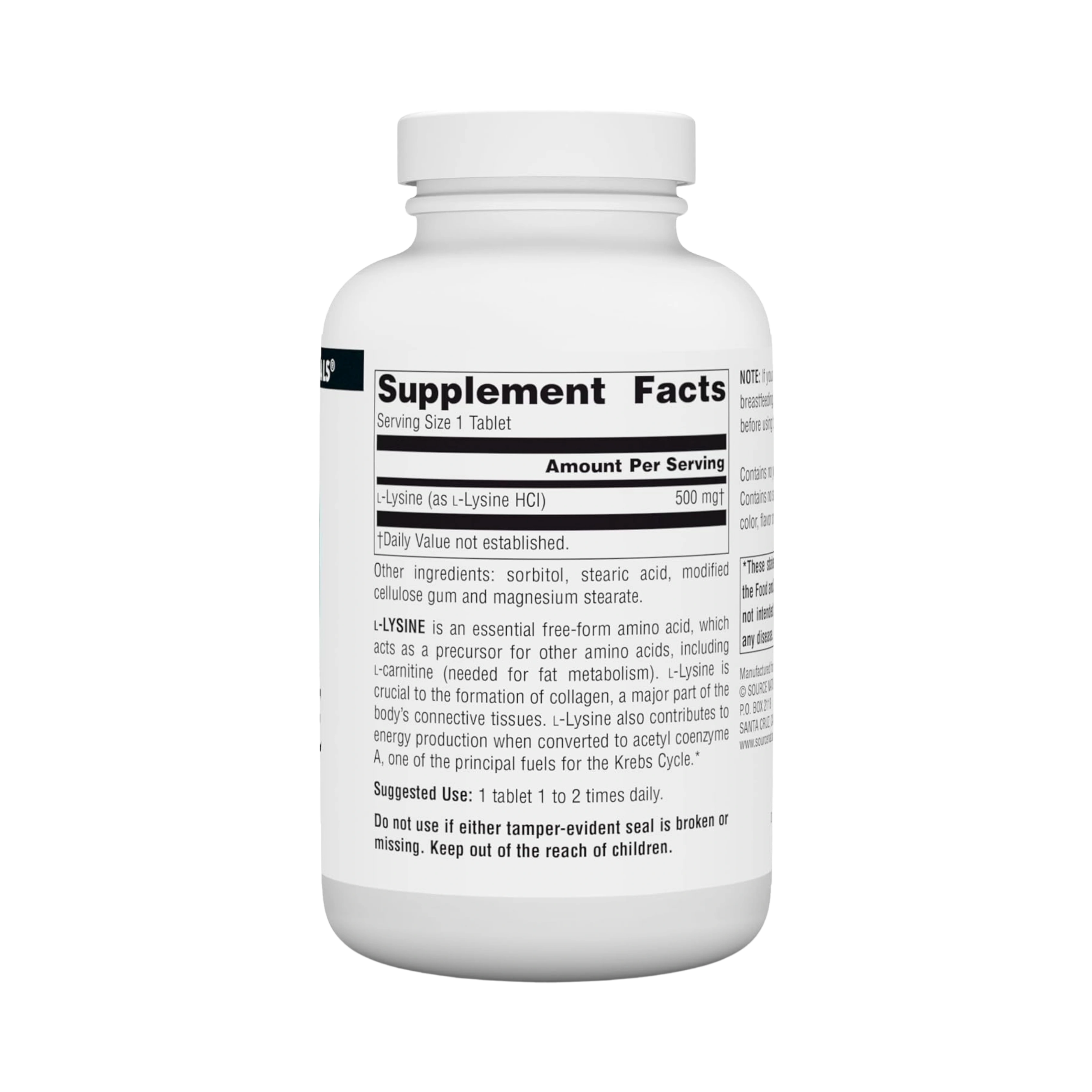 Source Naturals, L-Lysine, 500 Mg, 250 Tablets