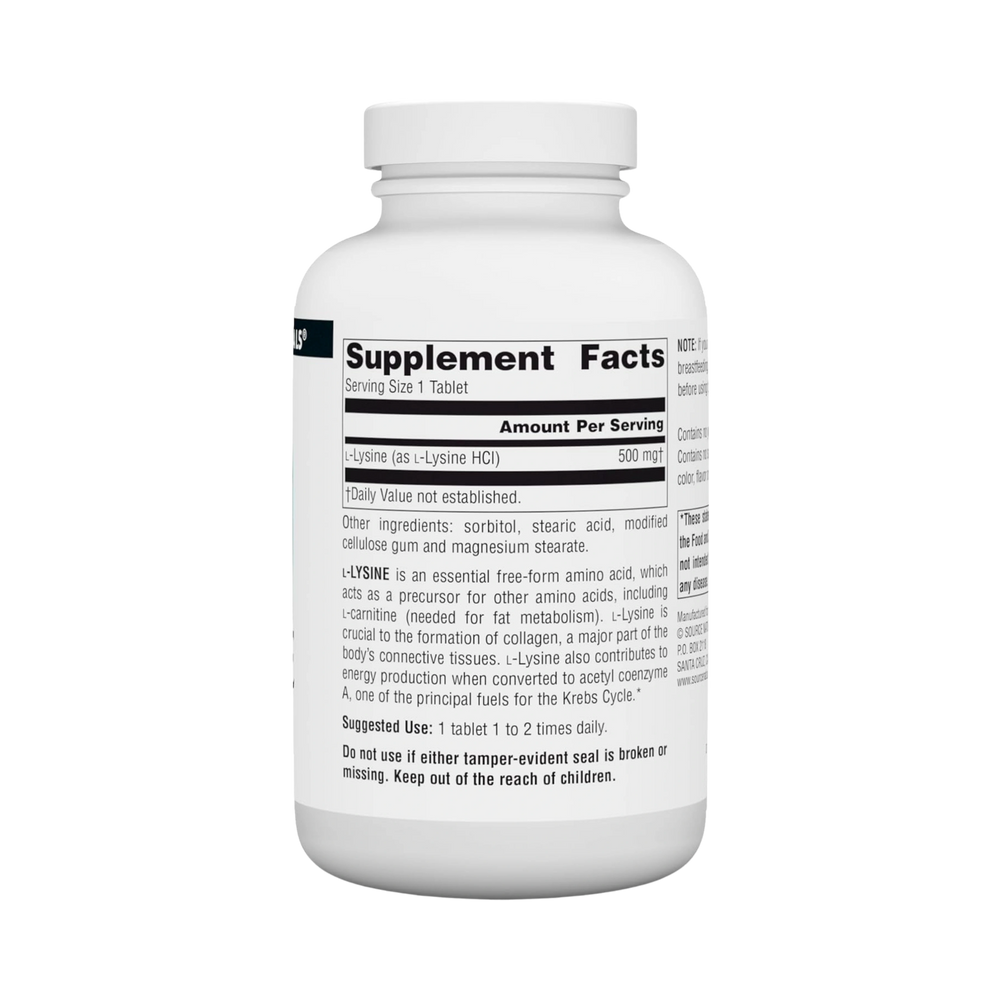 Source Naturals, L-Lysine, 500 Mg, 250 Tablets