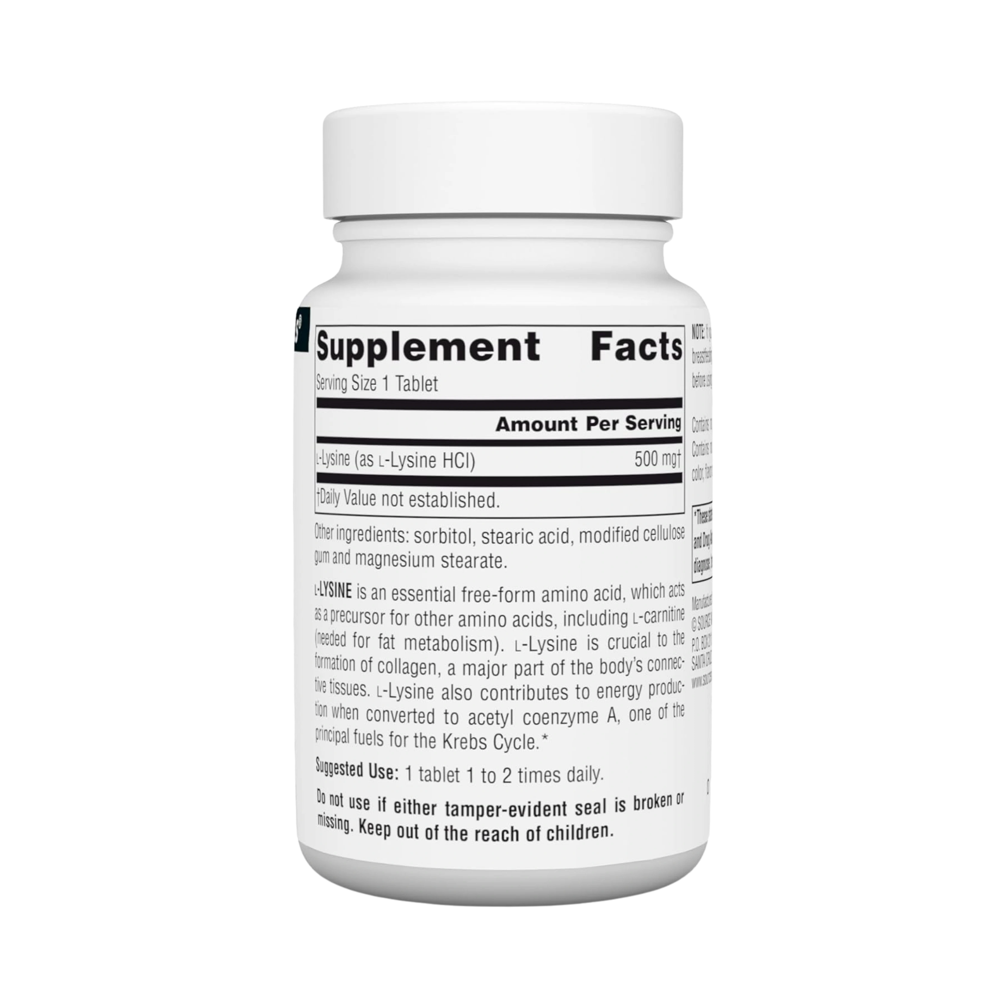 Source Naturals, L-Lysine, 500 Mg, 50 Tablets