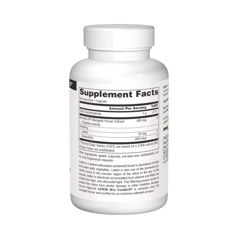 Source Naturals, Lutein with FloraGLO, 20 Mg, 60 Capsules
