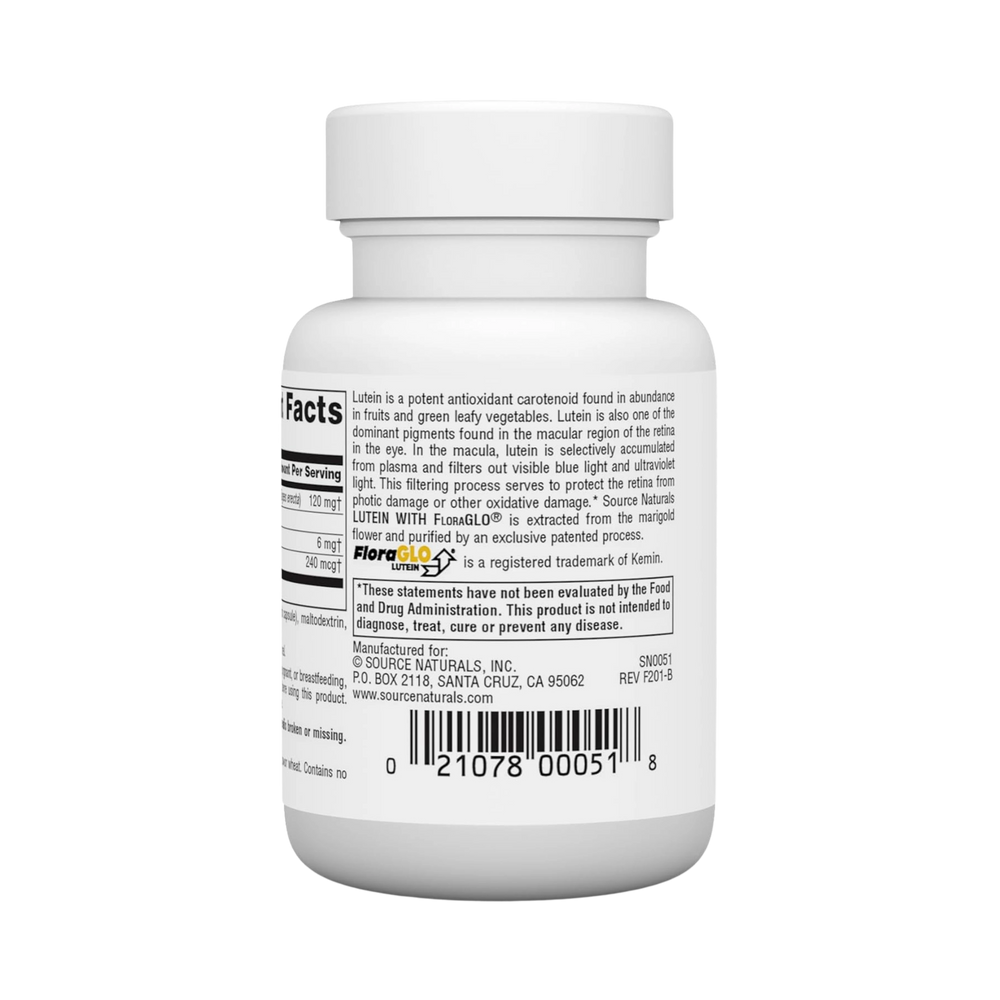 Source Naturals Lutein with FloraGLO, Antioxidant Carotenoid, 6 Mg, 45 Capsules