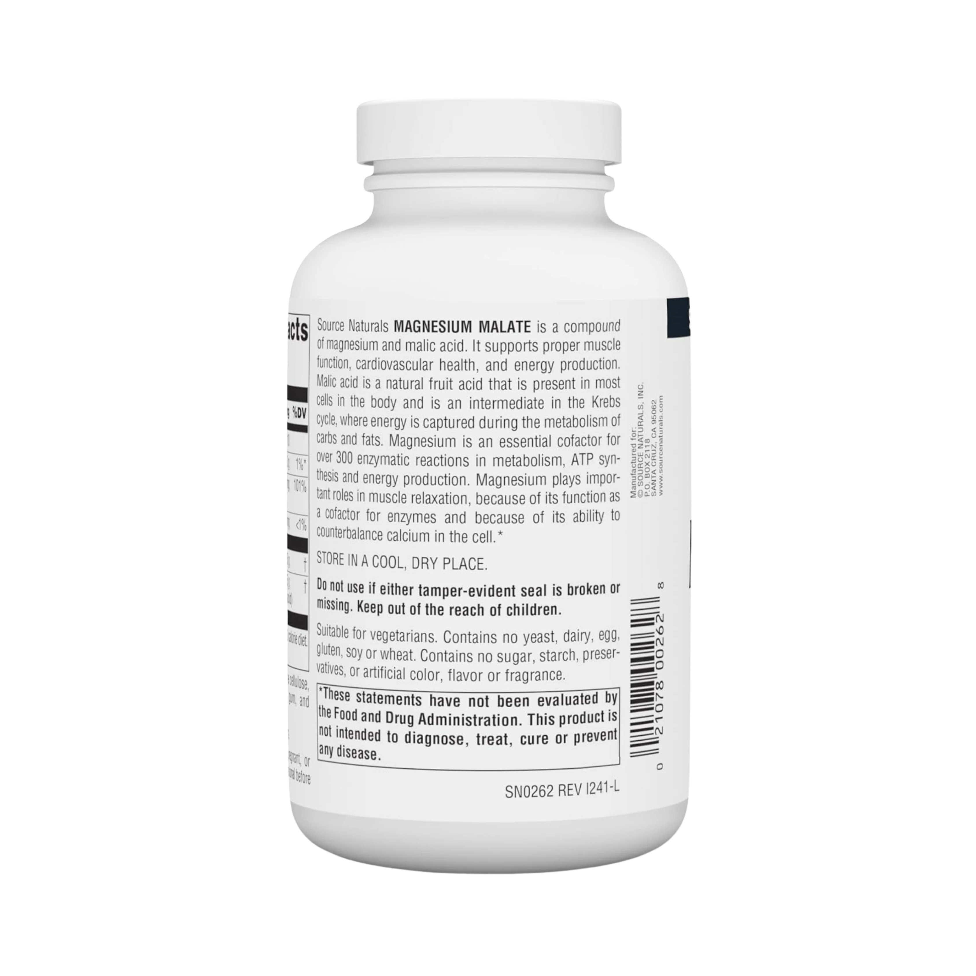 Source Naturals, Magnesium Malate, 1250 Mg, 180 Tablets