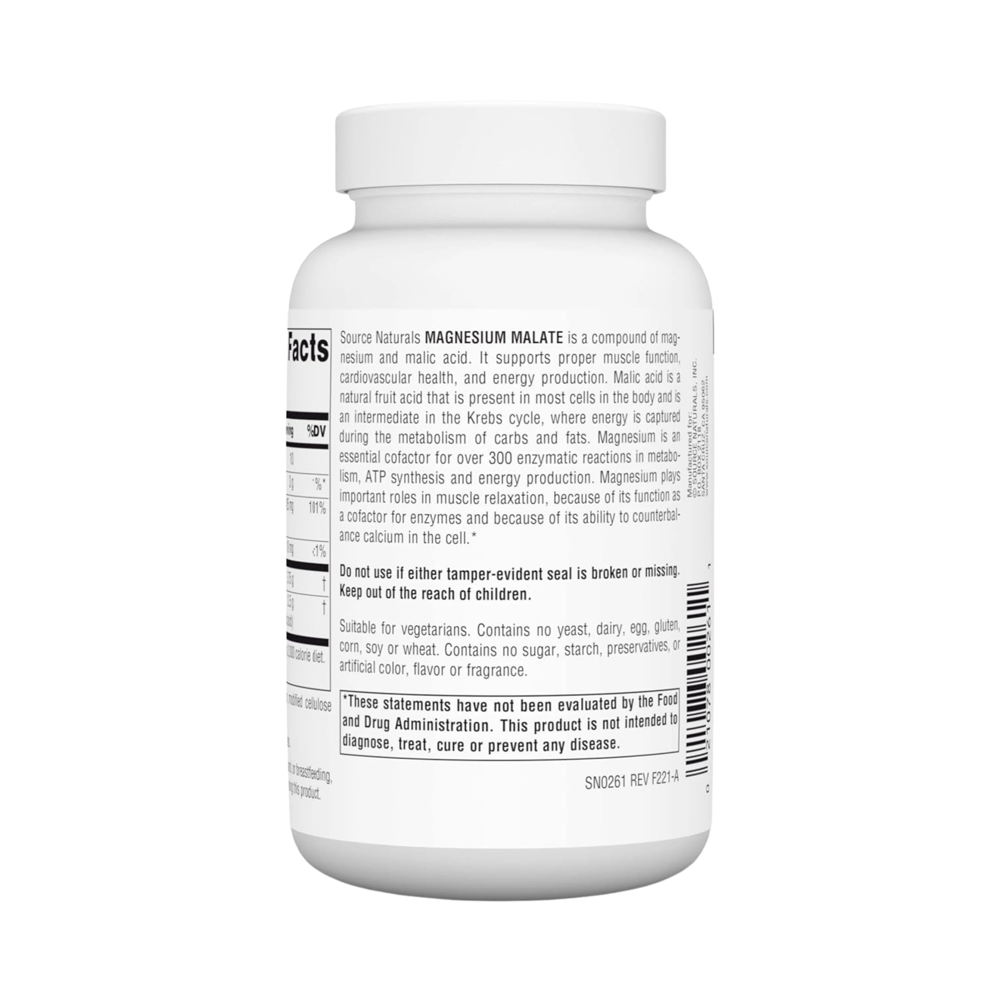 Source Naturals, Magnesium Malate, 1250 Mg, 90 Tablets