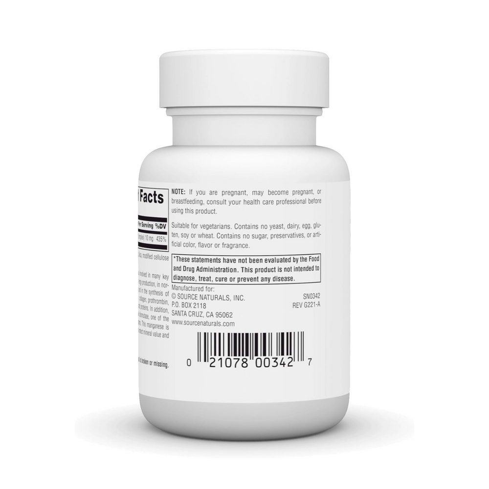 Source Naturals, Manganese, 10 Mg, 100 Tablets