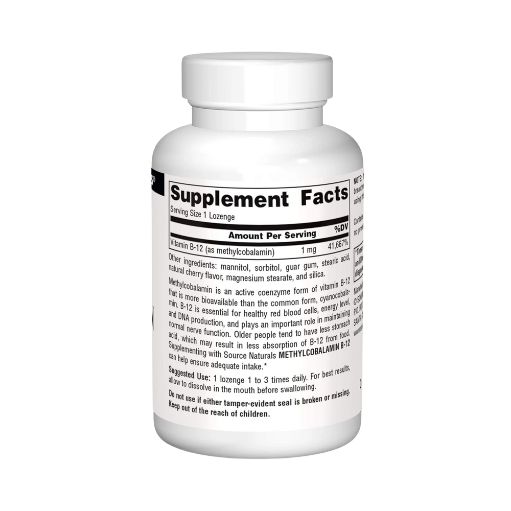 Source Naturals, MethylCobalamin, 1 Mg, 60 Cherry Lozenge