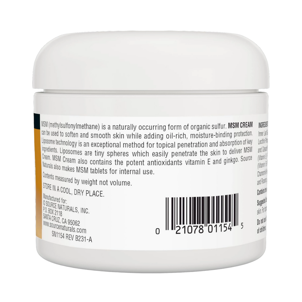 Source Naturals, MSM Cream, 4 Oz
