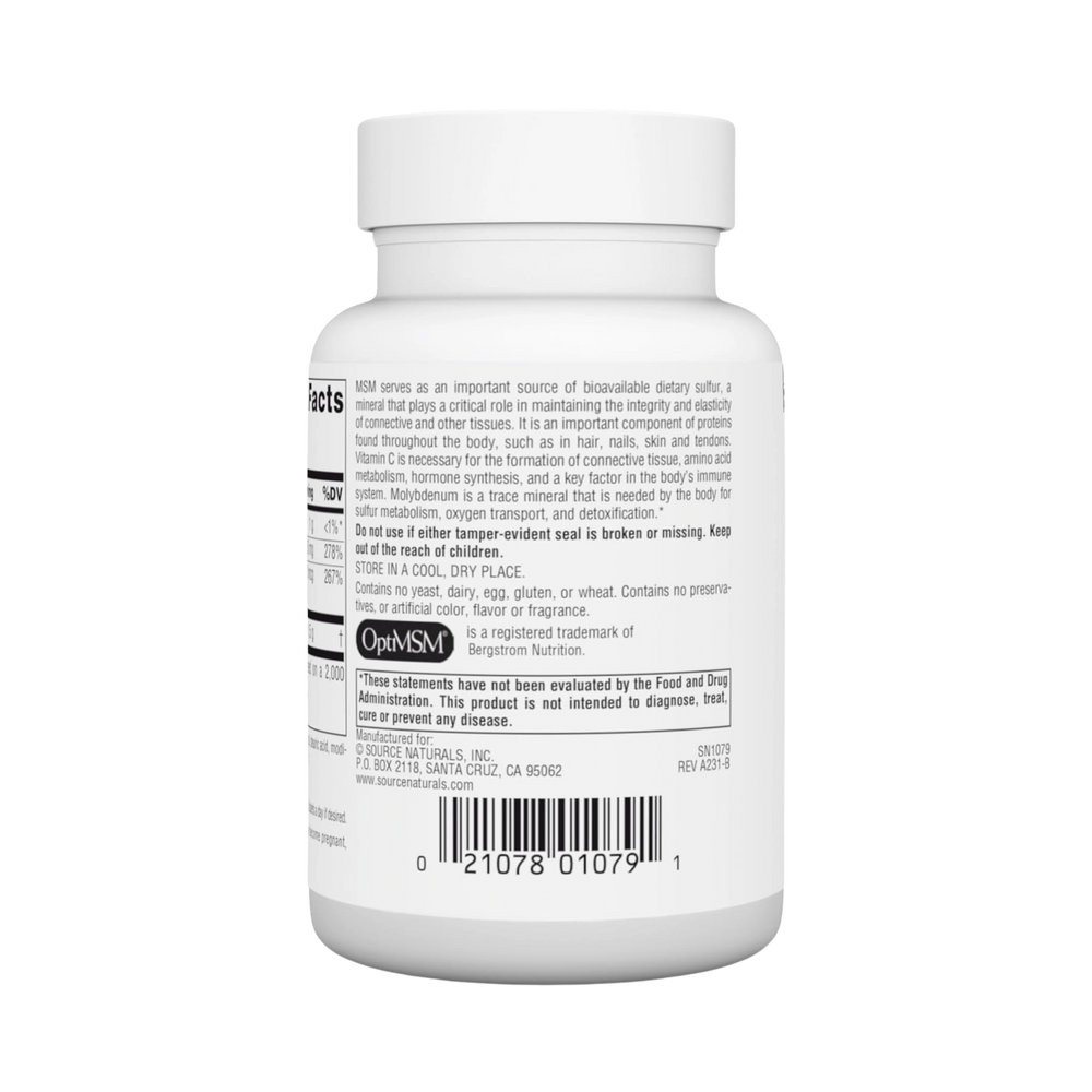 Source Naturals, MSM with Vitamin C, 750 Mg, 60 Tablets