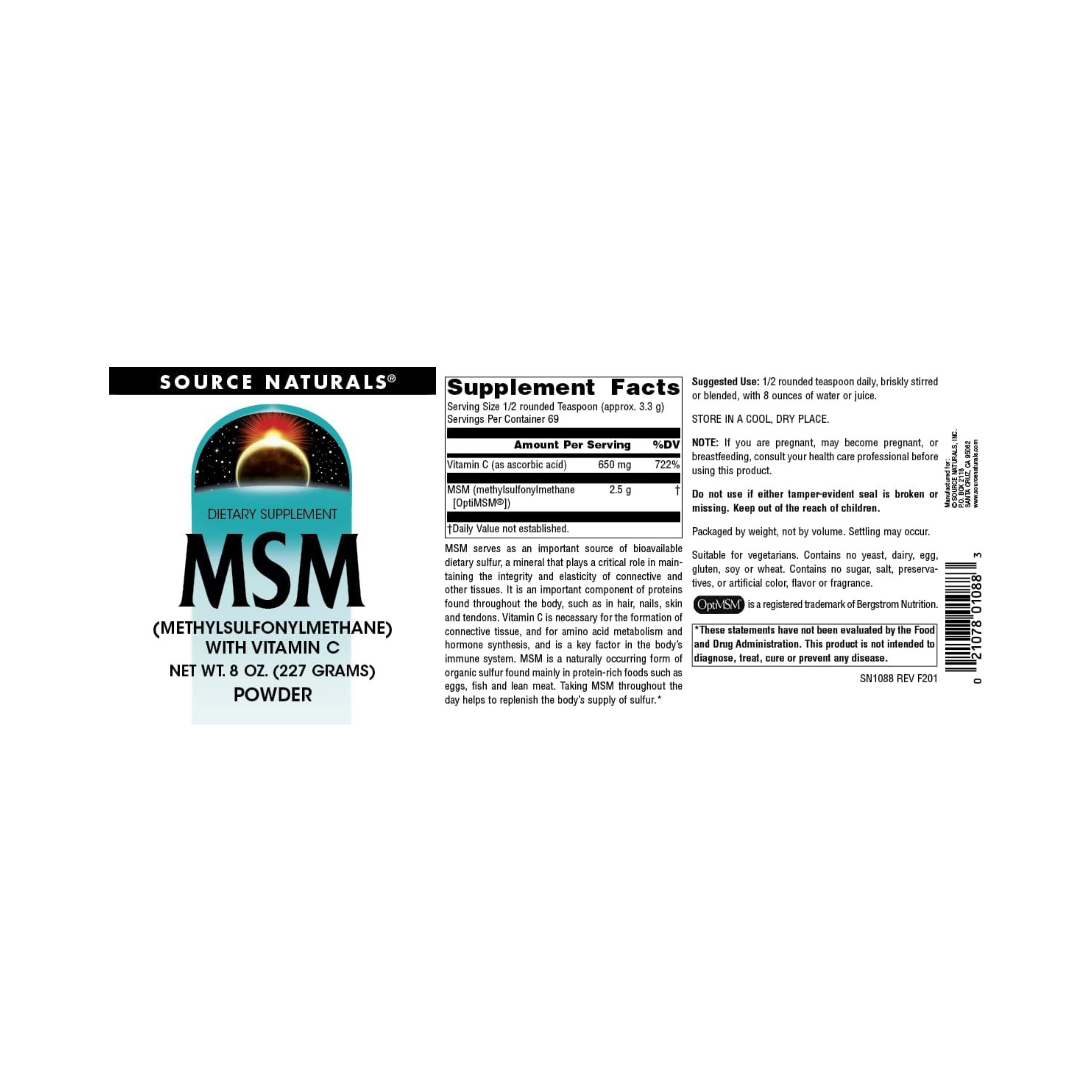 Source Naturals, MSM with Vitamin C, 8 Oz Powder