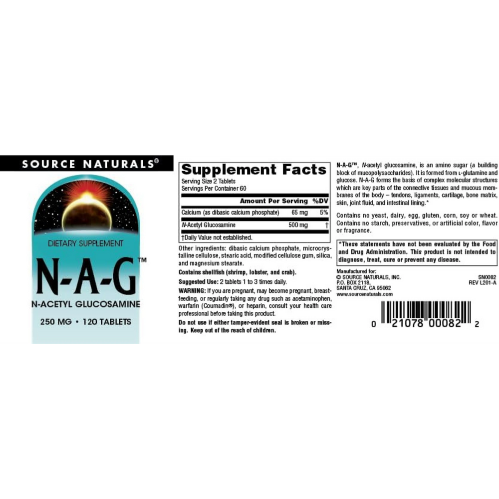 Source Naturals, N-A-G, 250 Mg, 120 Tablets