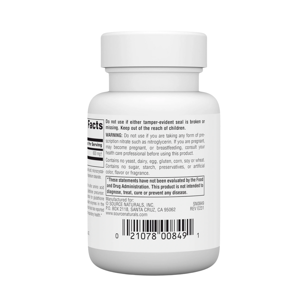 Source Naturals, N-Acetyl Cysteine, 600 Mg, 30 Tablets
