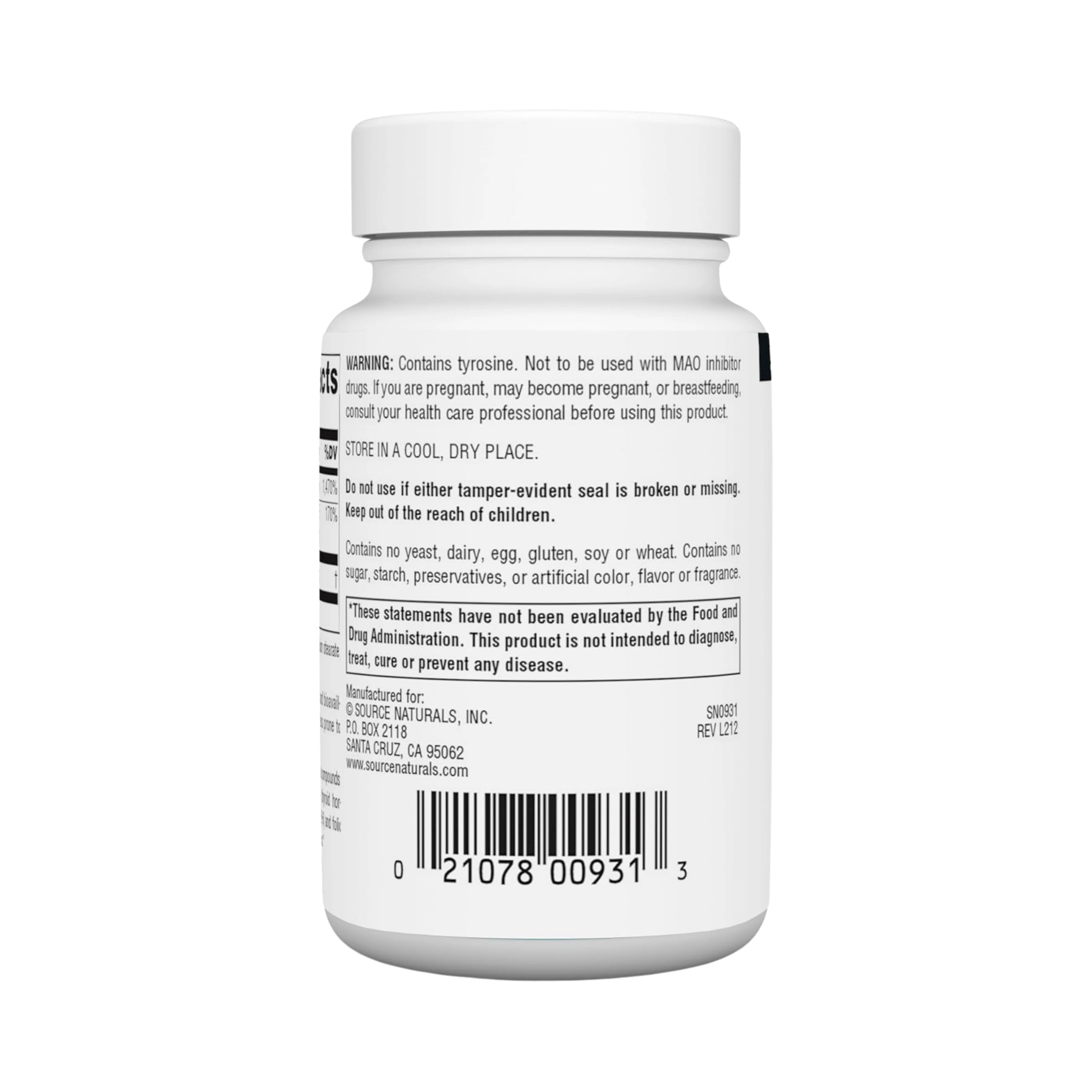 Source Naturals, N-Acetyl L-Tyrosine, 60 Tablets