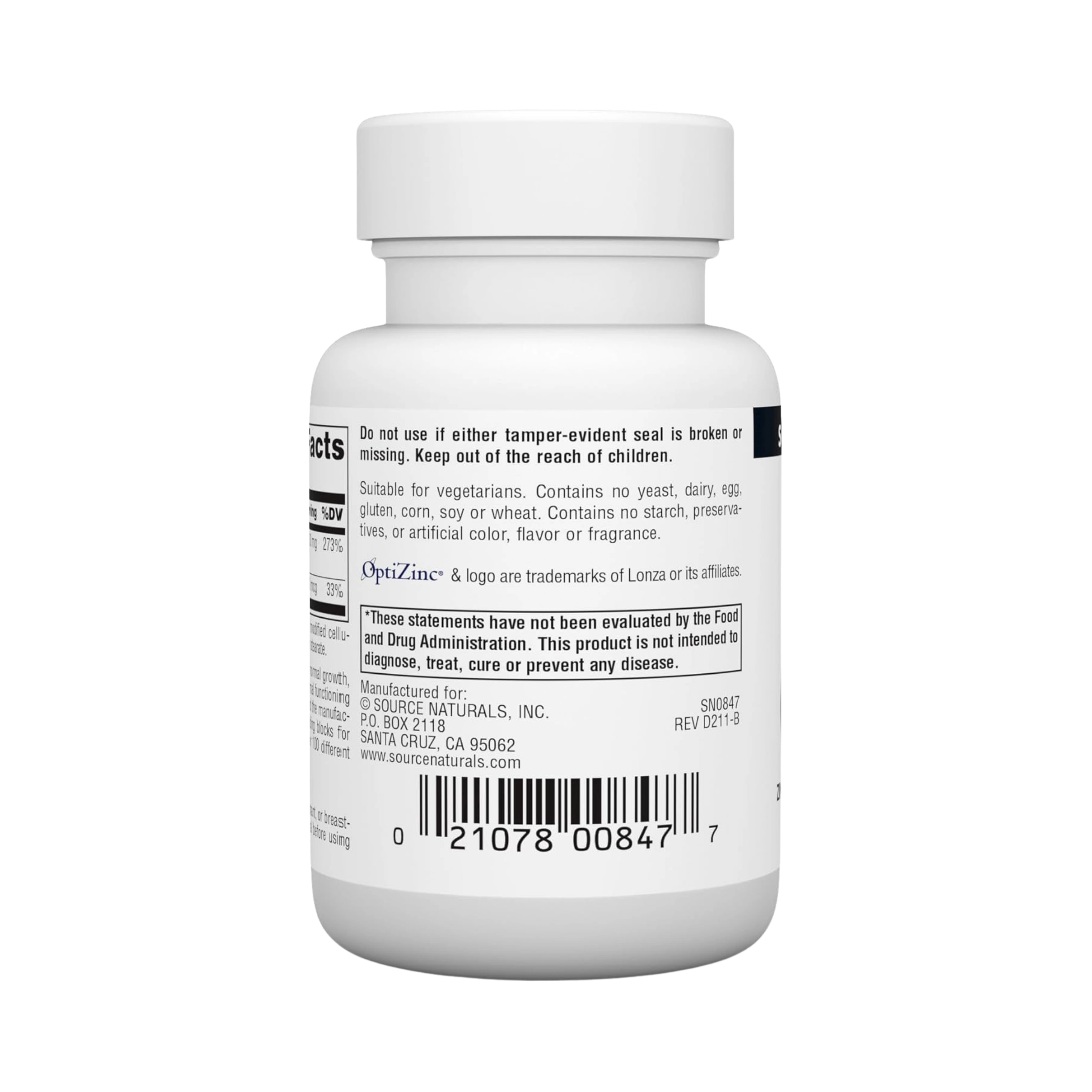 Source Naturals, OptiZinc, 60 Tablets