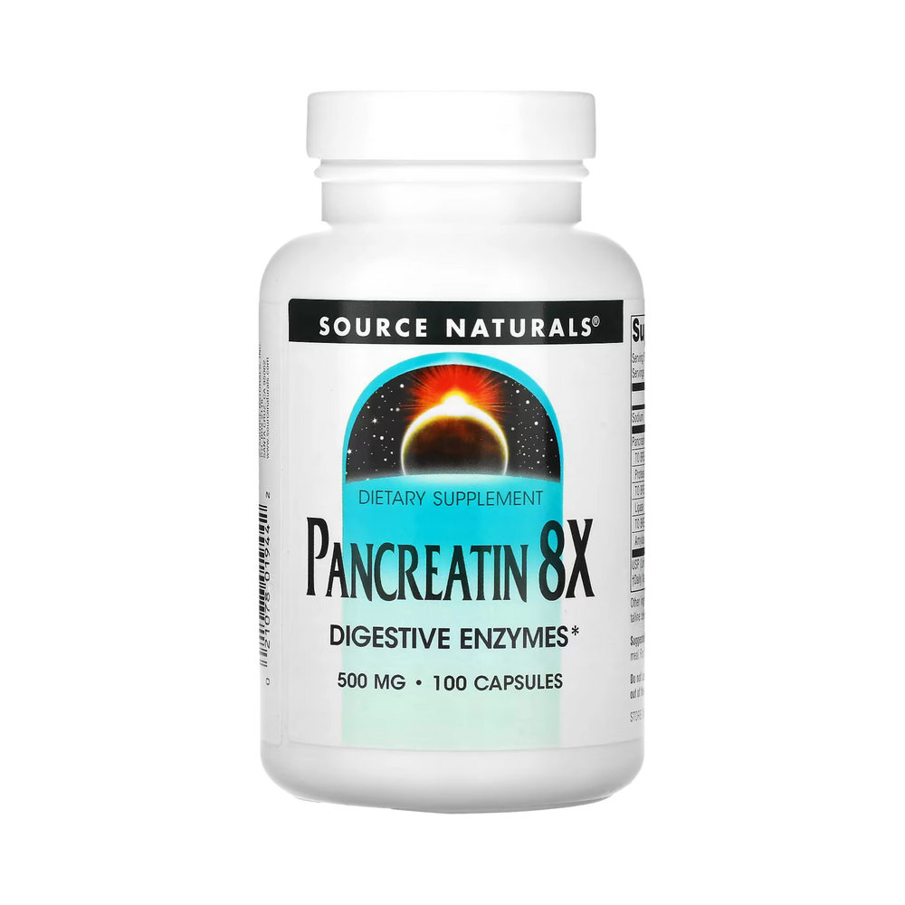 Source Naturals, Pancreatin 8X, 500 Mg, 100 Capsules