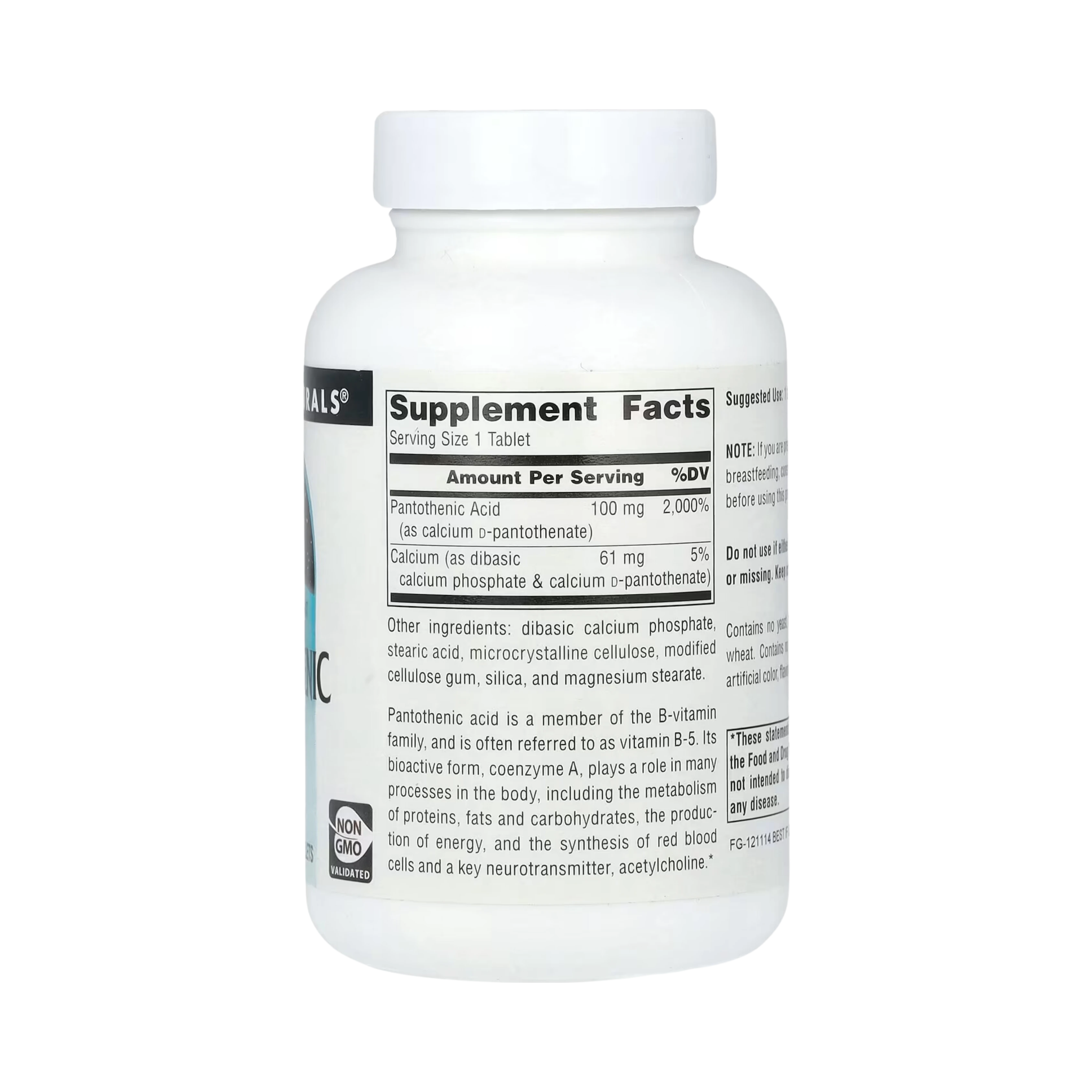 Source Naturals, Pantothenic Acid 100 Mg, 100 Tablets