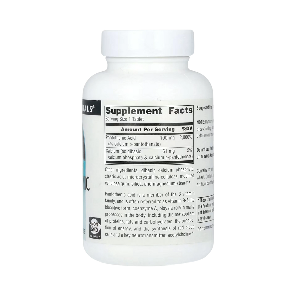 Source Naturals, Pantothenic Acid 100 Mg, 100 Tablets