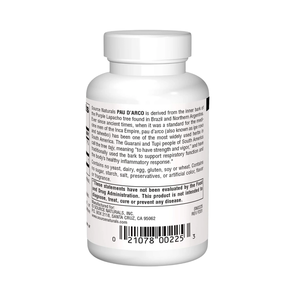 Source Naturals, Pau D'Arco, 500 Mg, 100 Tablets