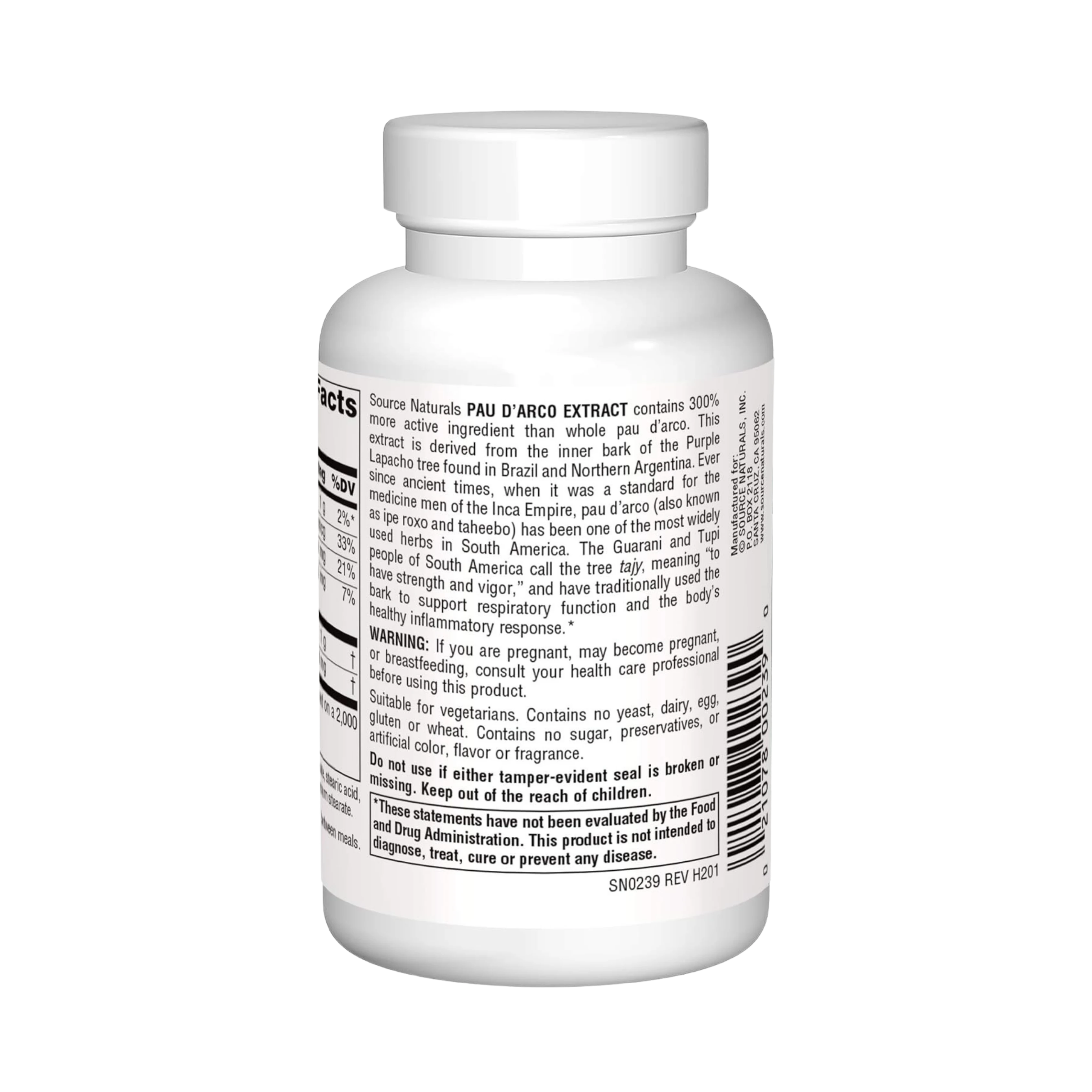 Source Naturals, Pau D'Arco Extract, 500 Mg, 100 Tablets