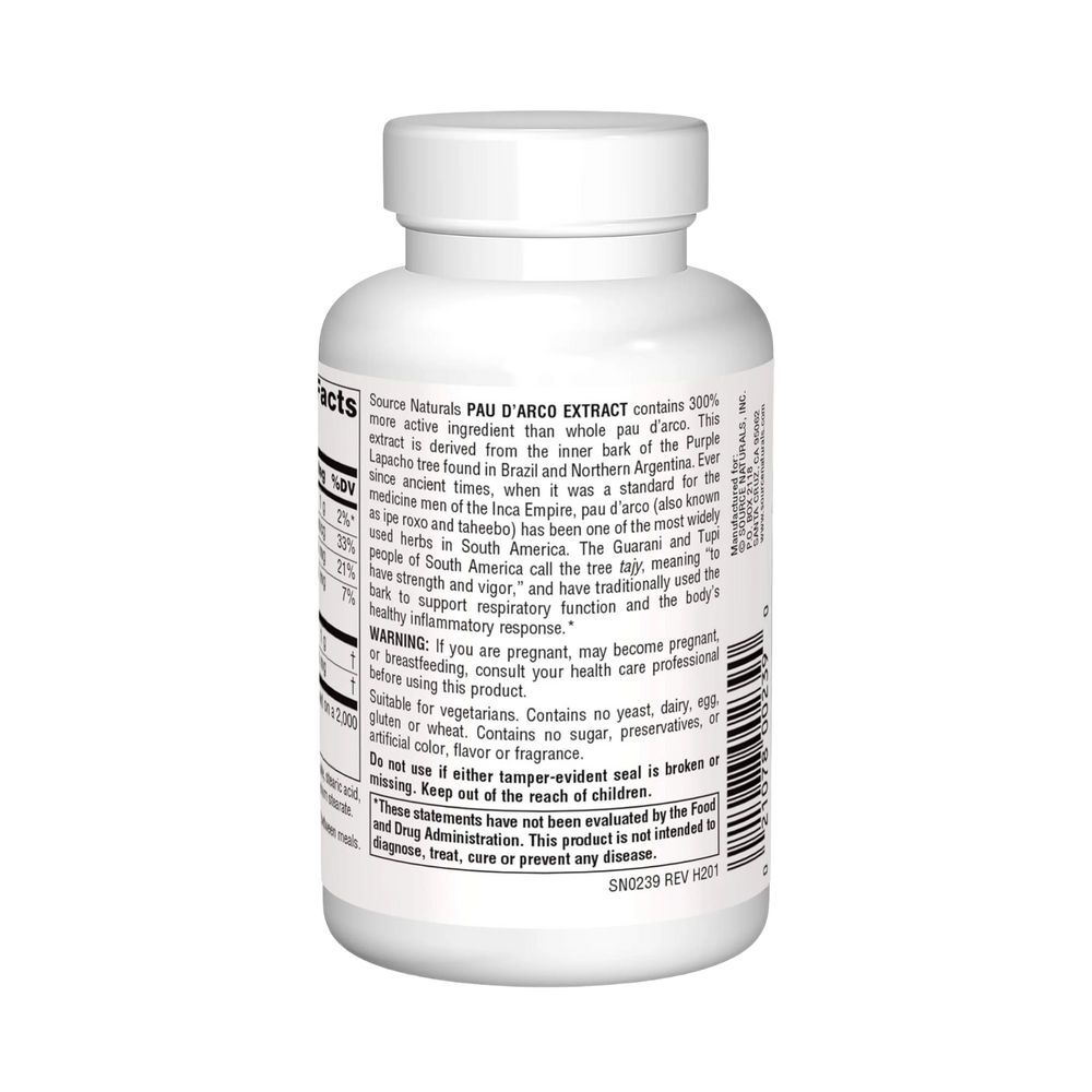Source Naturals, Pau D'Arco Extract, 500 Mg, 100 Tablets