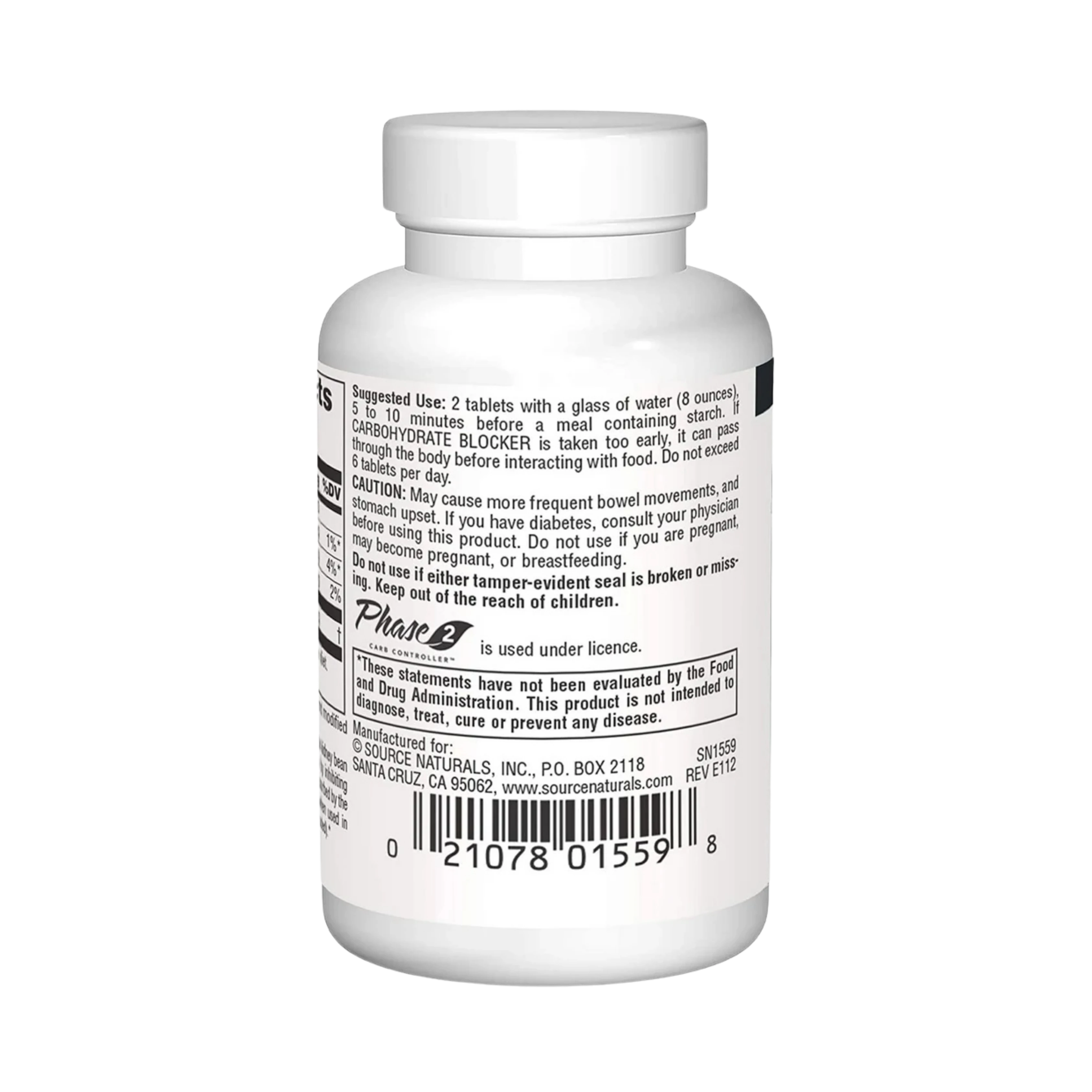 Source Naturals, Phase 2 Carbohydrate Blocker, 500 Mg, 30 Tablets