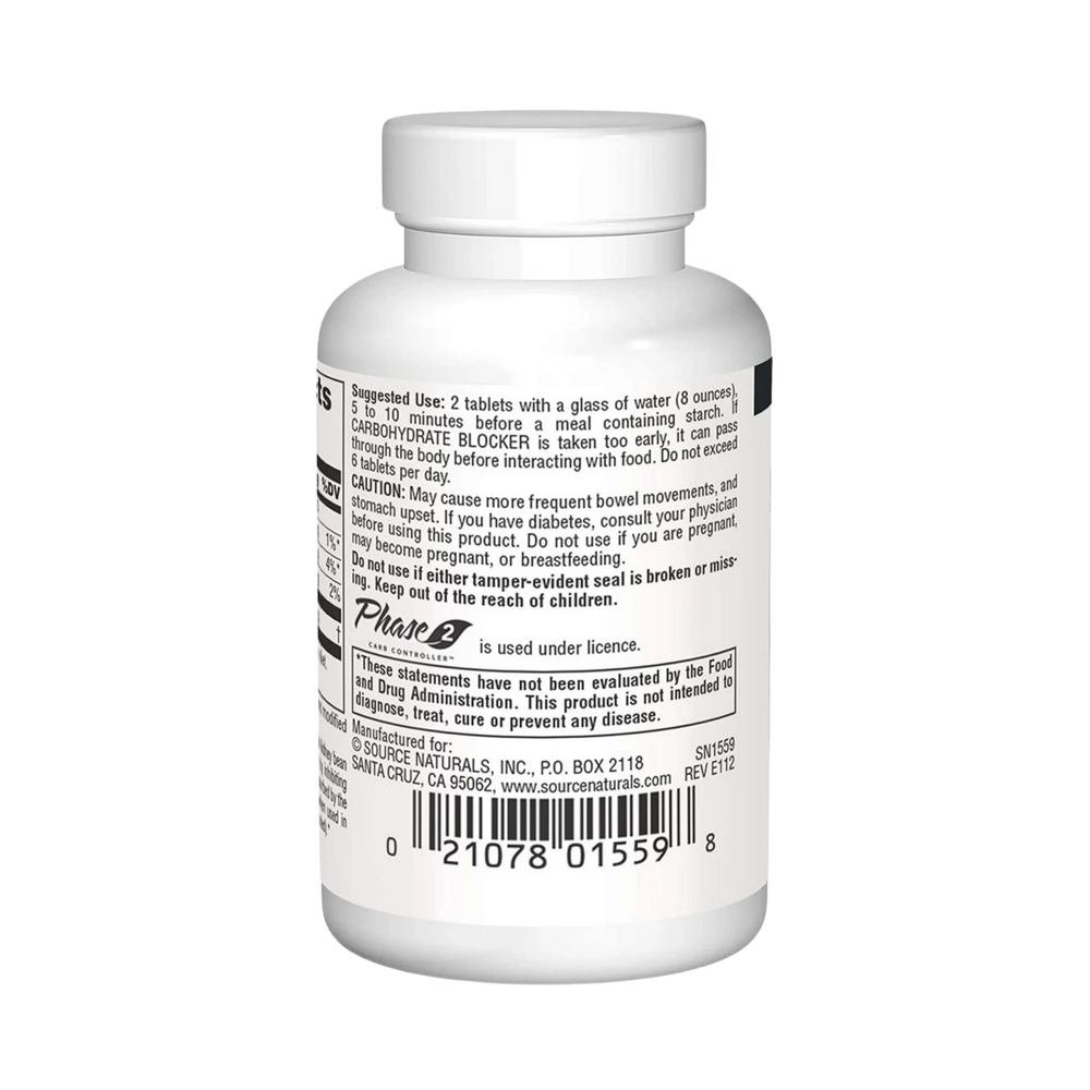 Source Naturals, Phase 2 Carbohydrate Blocker, 500 Mg, 30 Tablets