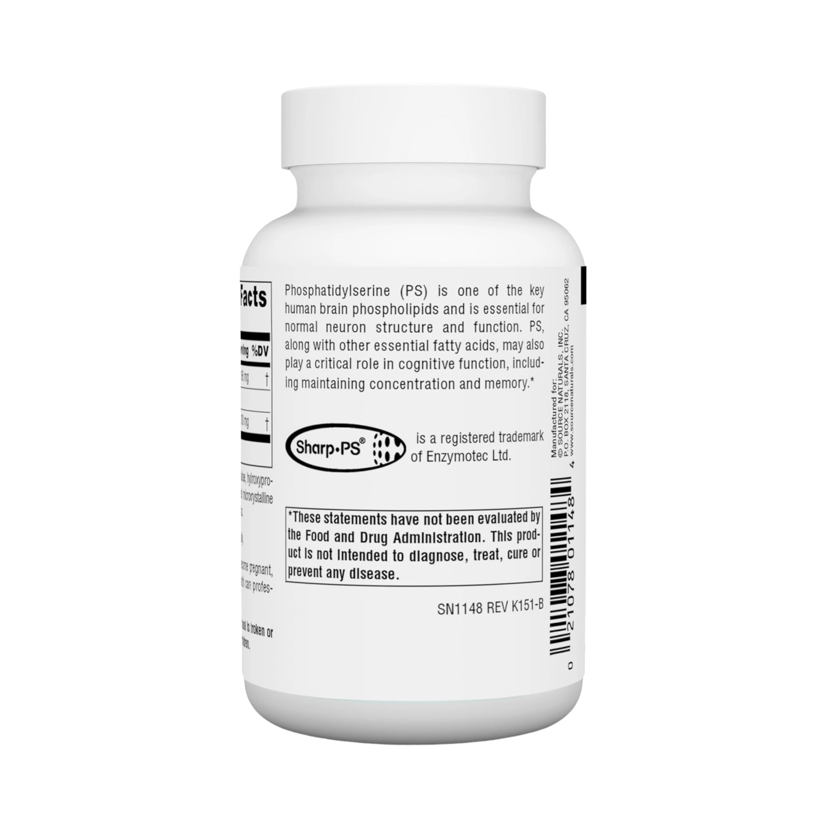 Source Naturals, Phosphatidyl Serine 100, 100 Mg, 60 Capsules