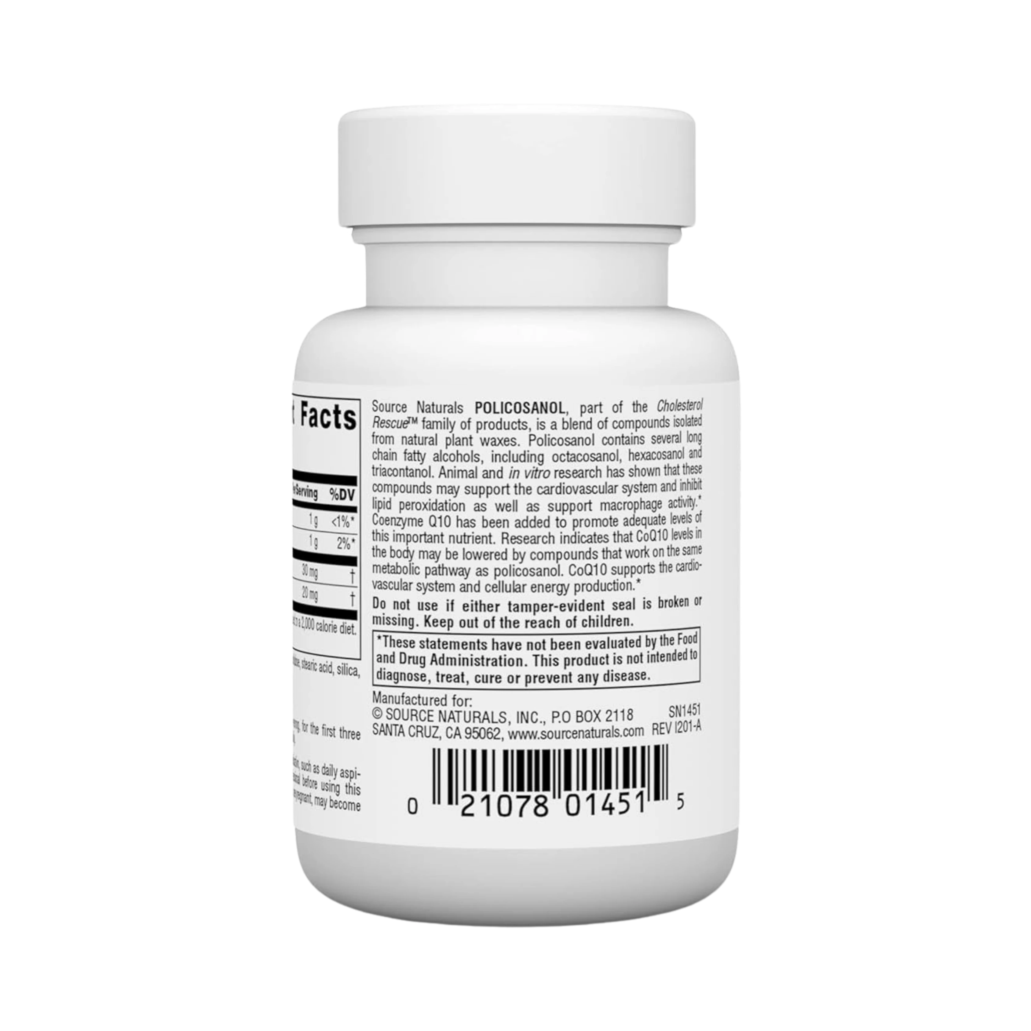 Source Naturals, Policosanol with Coenzyme Q10, 10 Mg, 30 Tablets