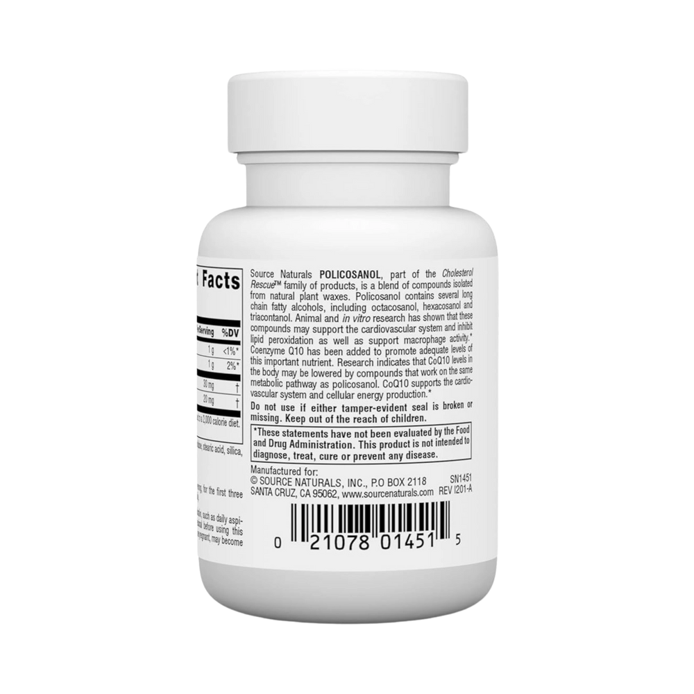 Source Naturals, Policosanol with Coenzyme Q10, 10 Mg, 30 Tablets
