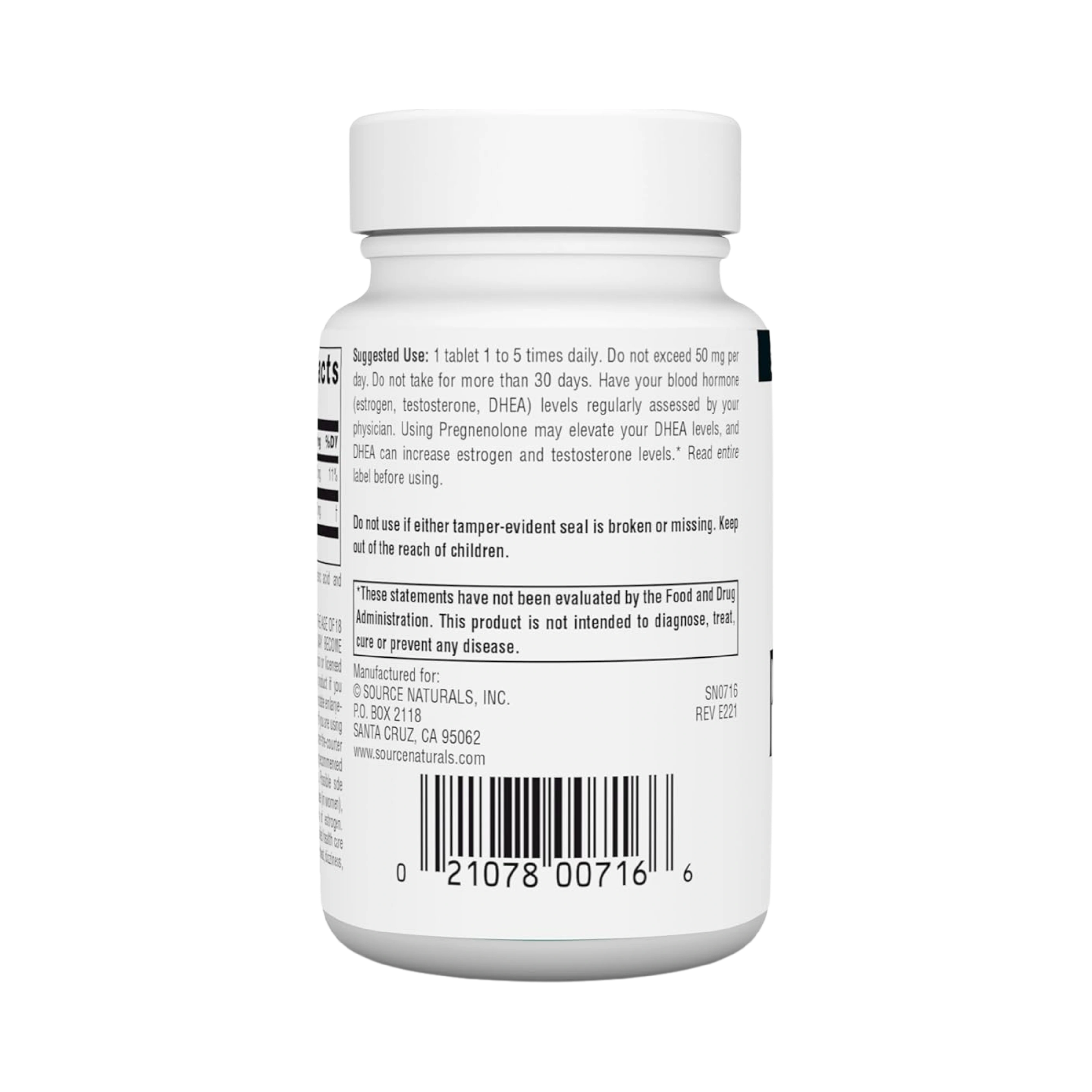 Source Naturals, Pregnenolone, 10 Mg, 60 Tablets